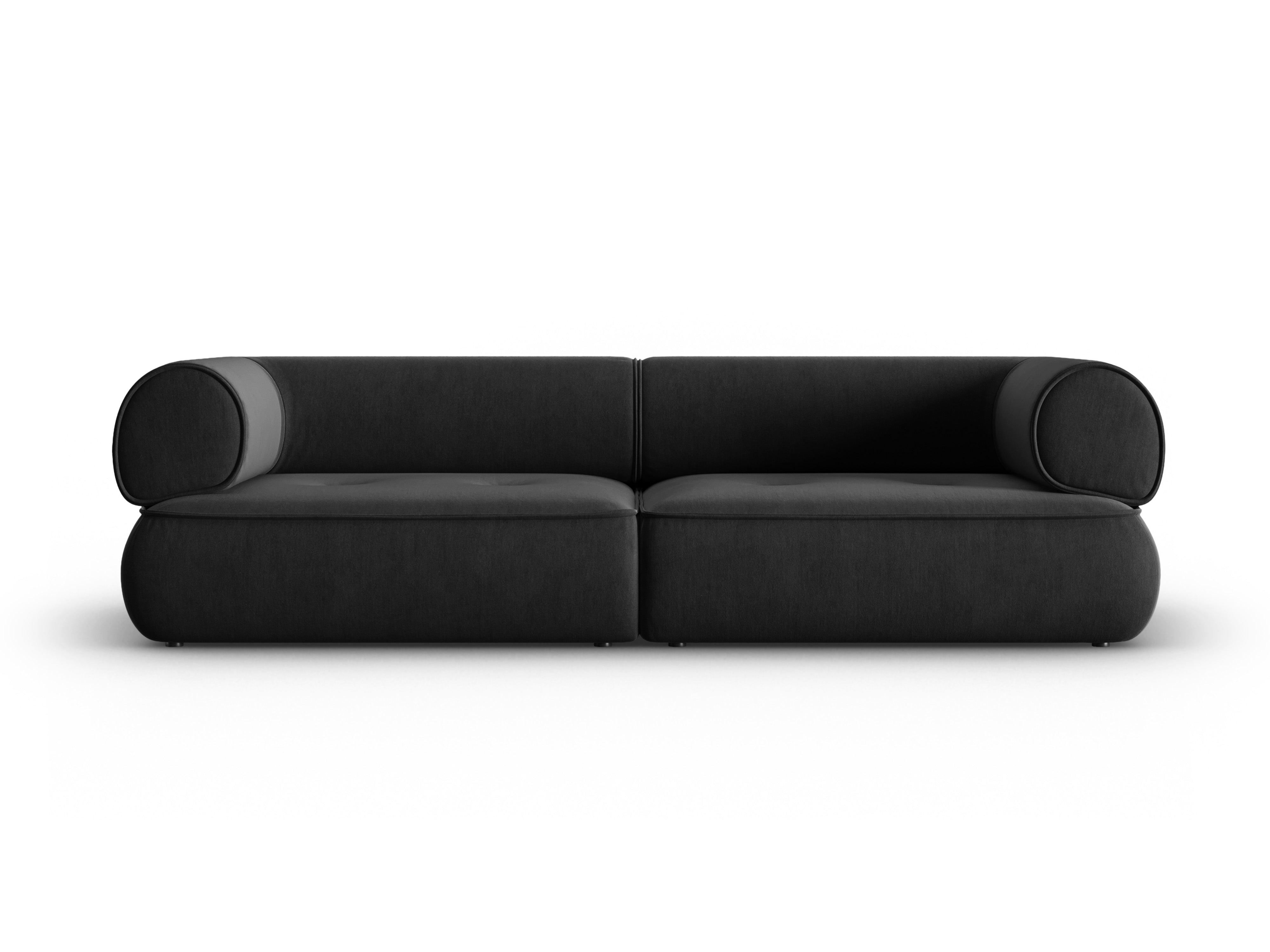 Sofa w tkaninie szenilowej 3-osobowa LILY antracytowy Maison Heritage    Eye on Design