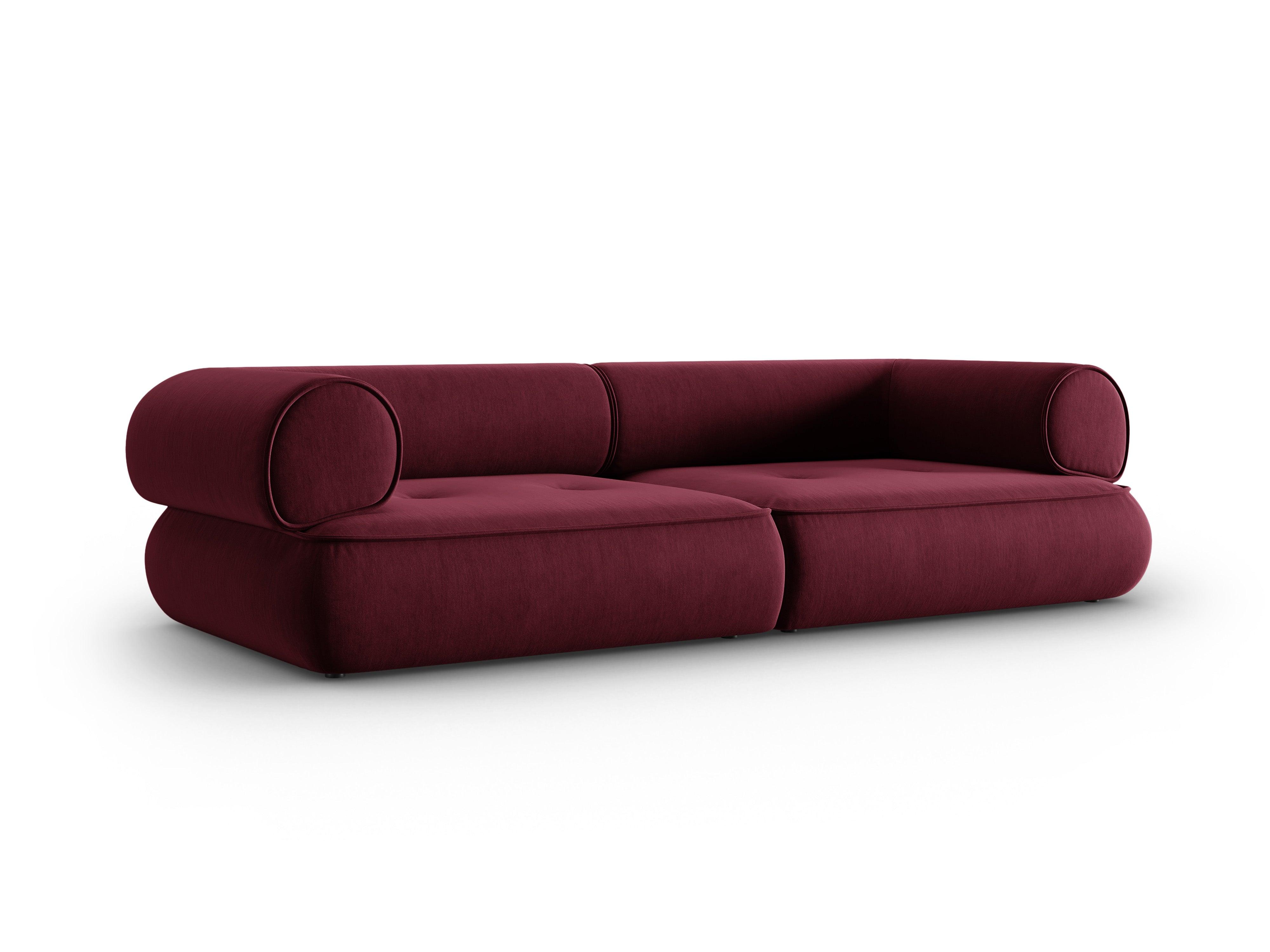 Sofa w tkaninie szenilowej 3-osobowa LILY burgundowy Maison Heritage    Eye on Design