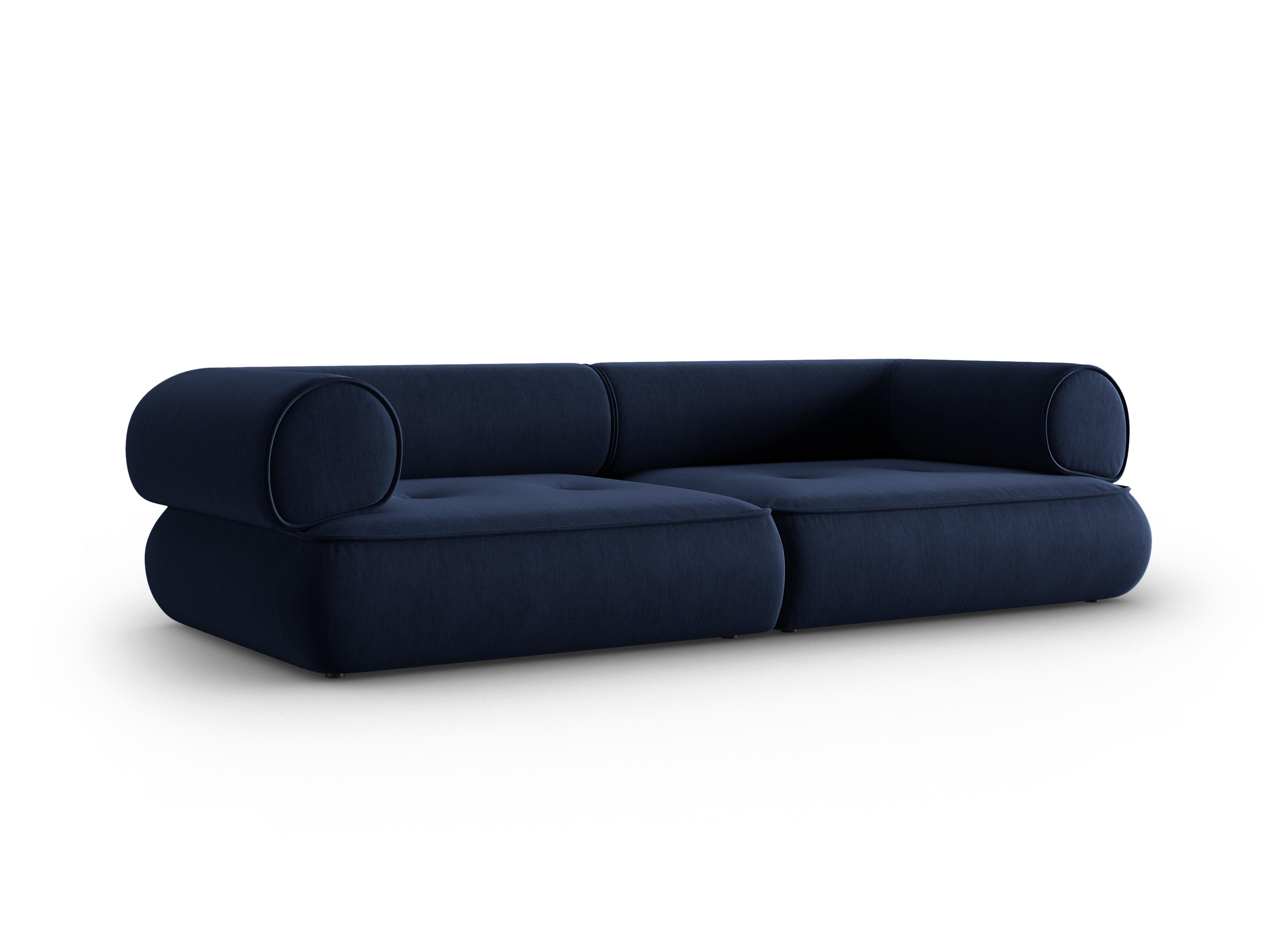 Sofa w tkaninie szenilowej 3-osobowa LILY ciemnoniebieski Maison Heritage    Eye on Design