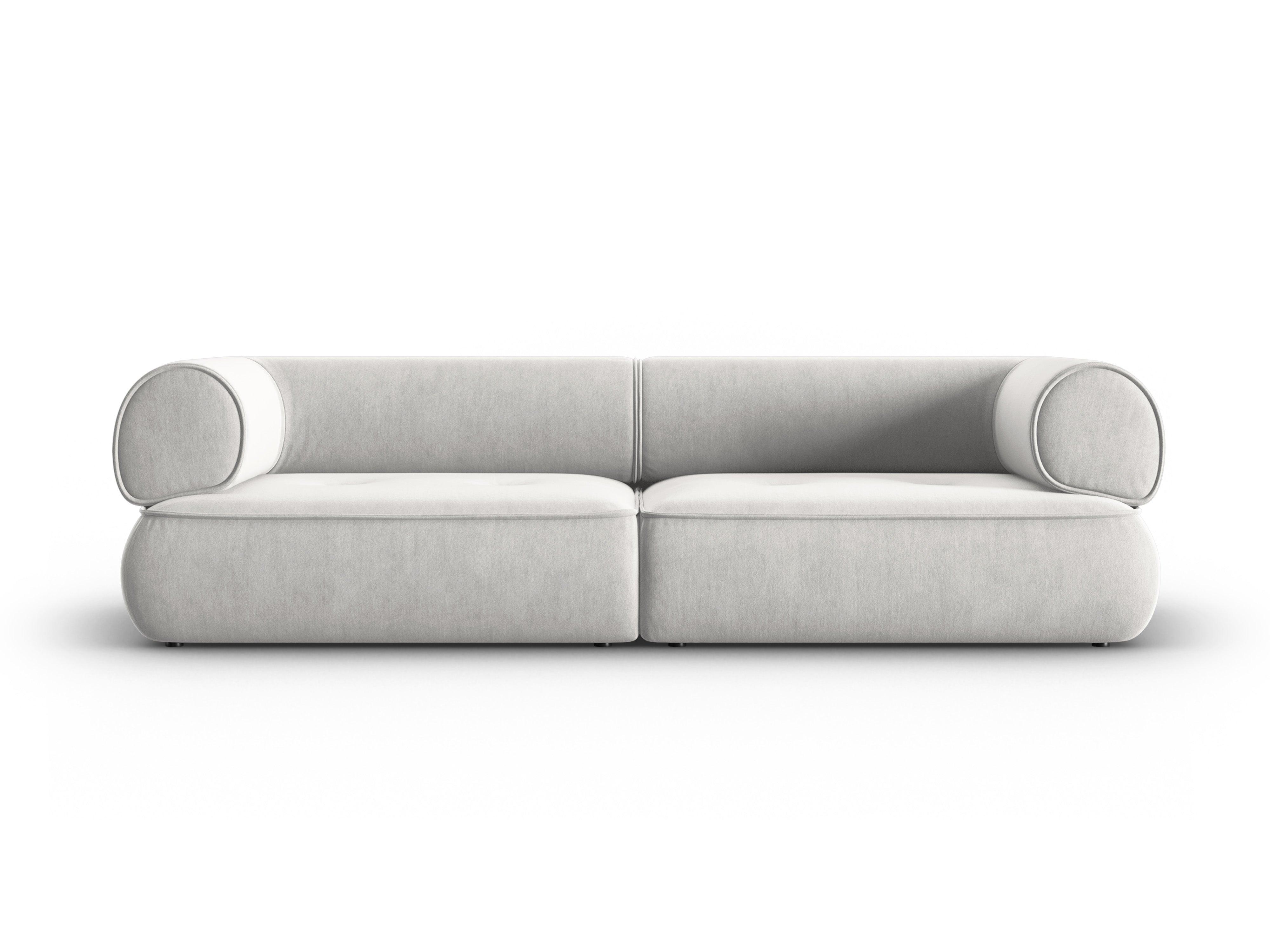 Sofa w tkaninie szenilowej 3-osobowa LILY srebrny Maison Heritage    Eye on Design