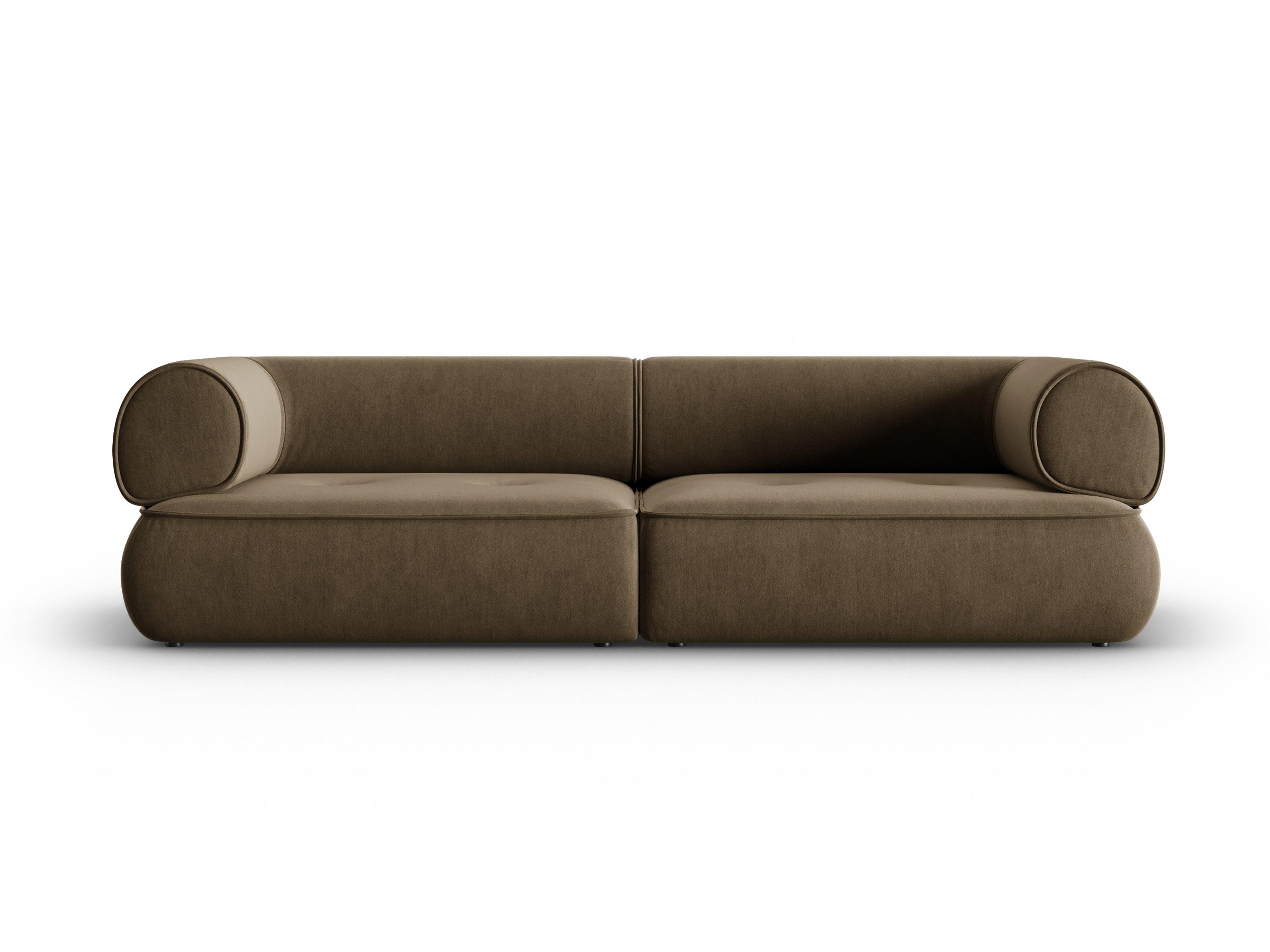 Sofa w tkaninie szenilowej 3-osobowa LILY szarobrązowy Maison Heritage    Eye on Design