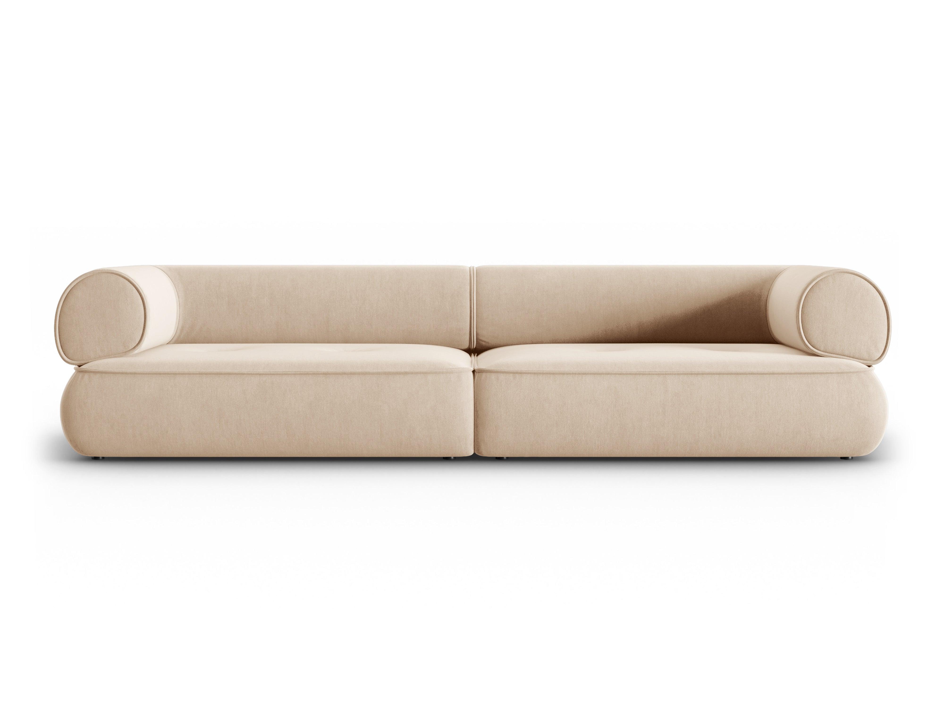 Sofa w tkaninie szenilowej 4-osobowa LILY beżowy Maison Heritage    Eye on Design