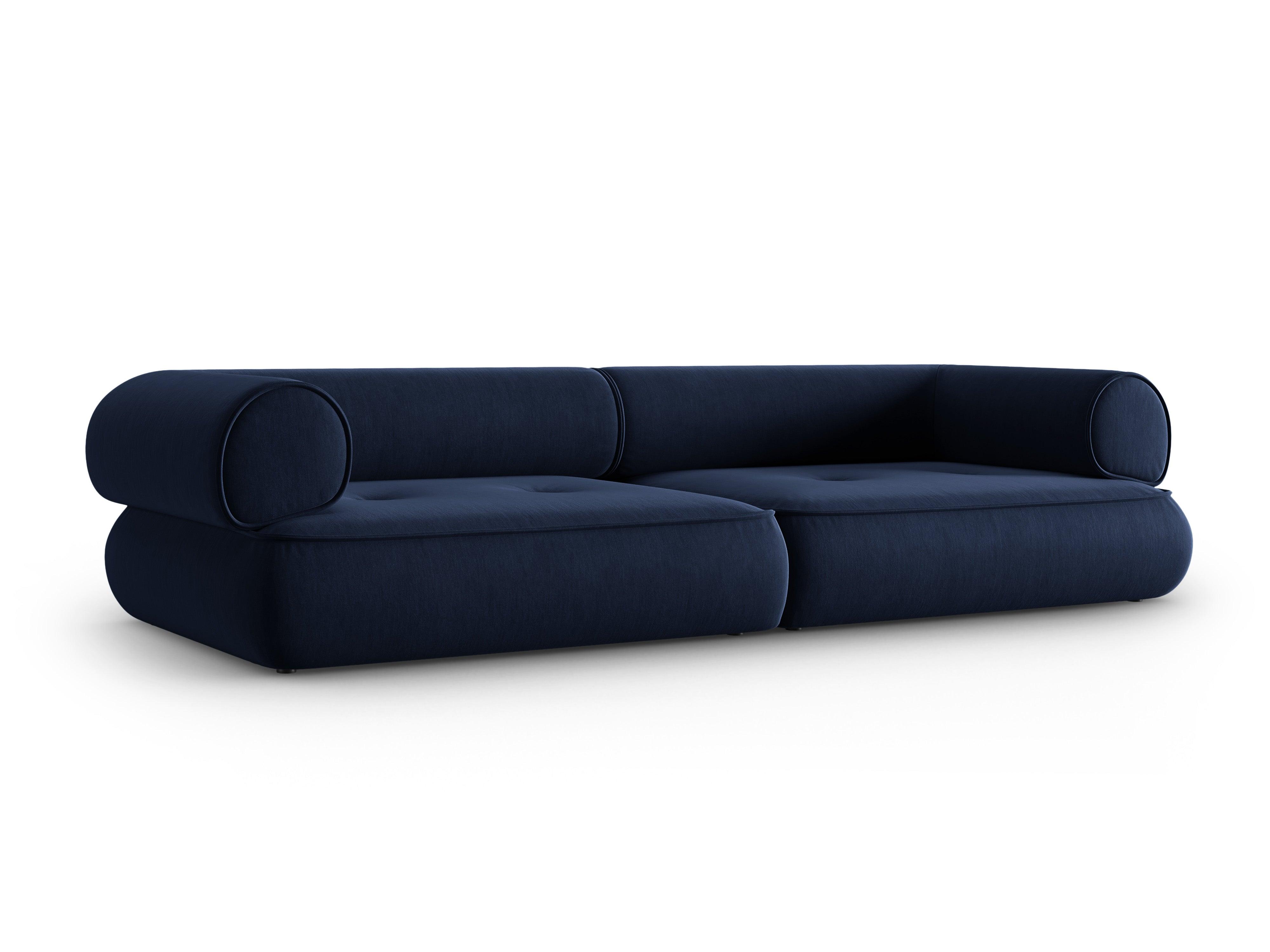 Sofa w tkaninie szenilowej 4-osobowa LILY ciemnoniebieski Maison Heritage    Eye on Design