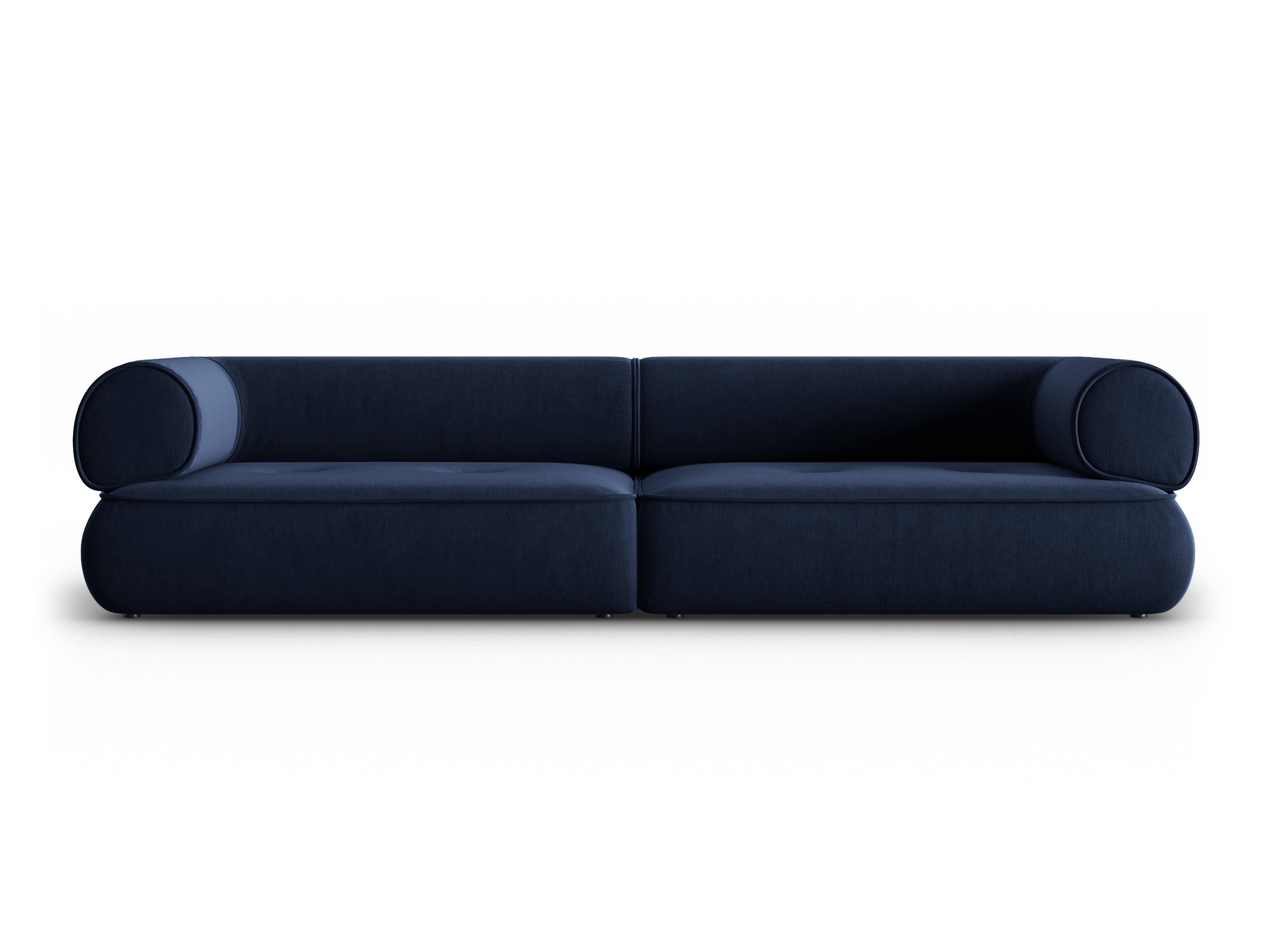 Sofa w tkaninie szenilowej 4-osobowa LILY ciemnoniebieski Maison Heritage    Eye on Design