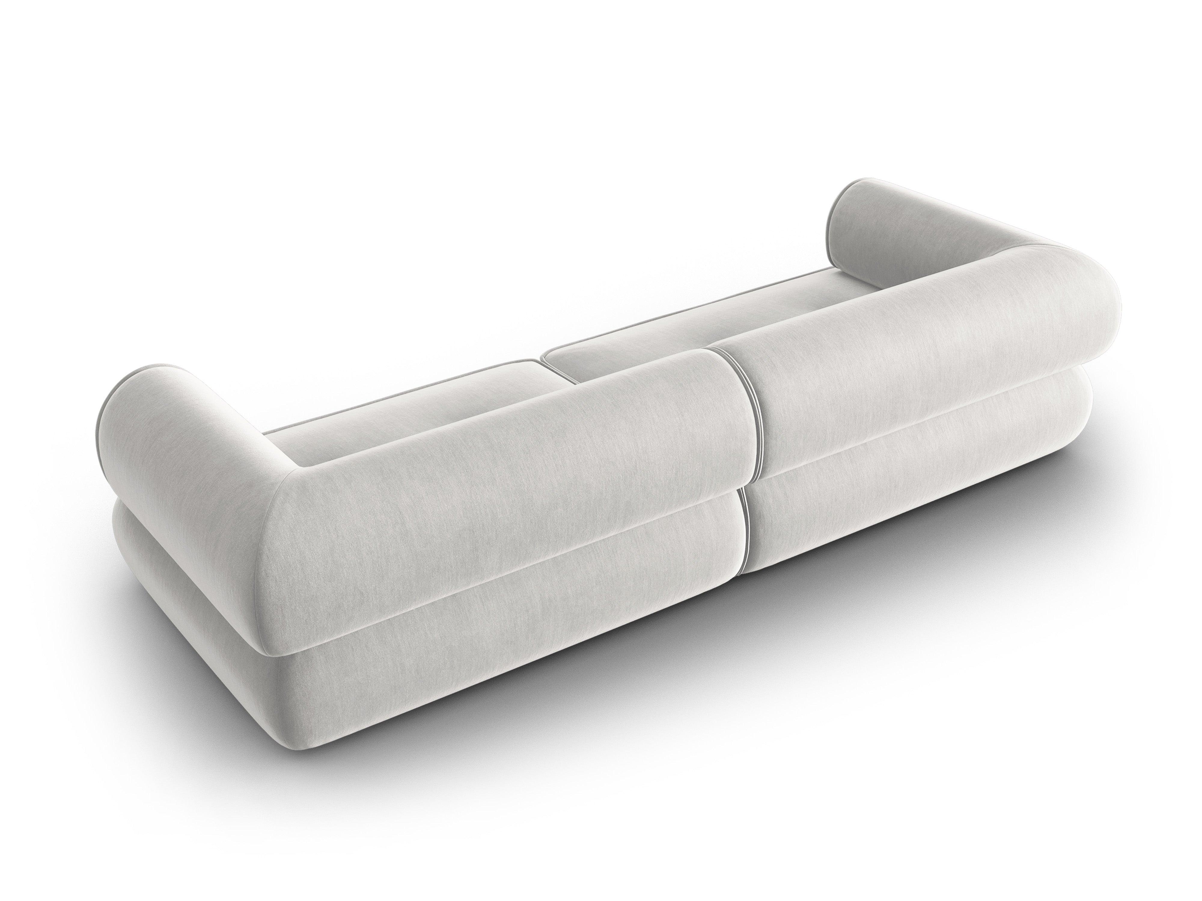 Sofa w tkaninie szenilowej 4-osobowa LILY srebrny Maison Heritage    Eye on Design