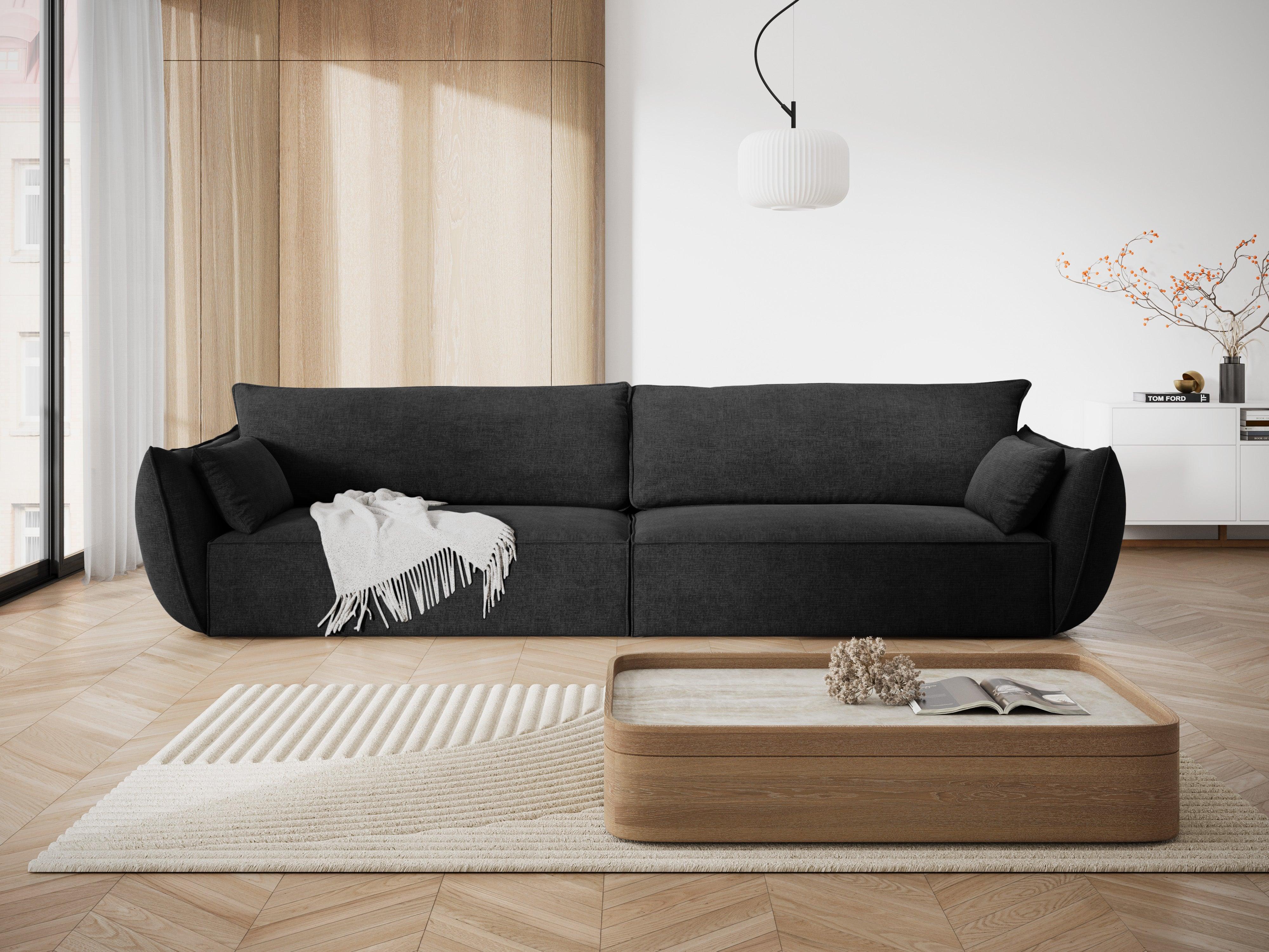 Sofa w tkaninie szenilowej 4-osobowa VANDA czarny Mazzini Sofas    Eye on Design