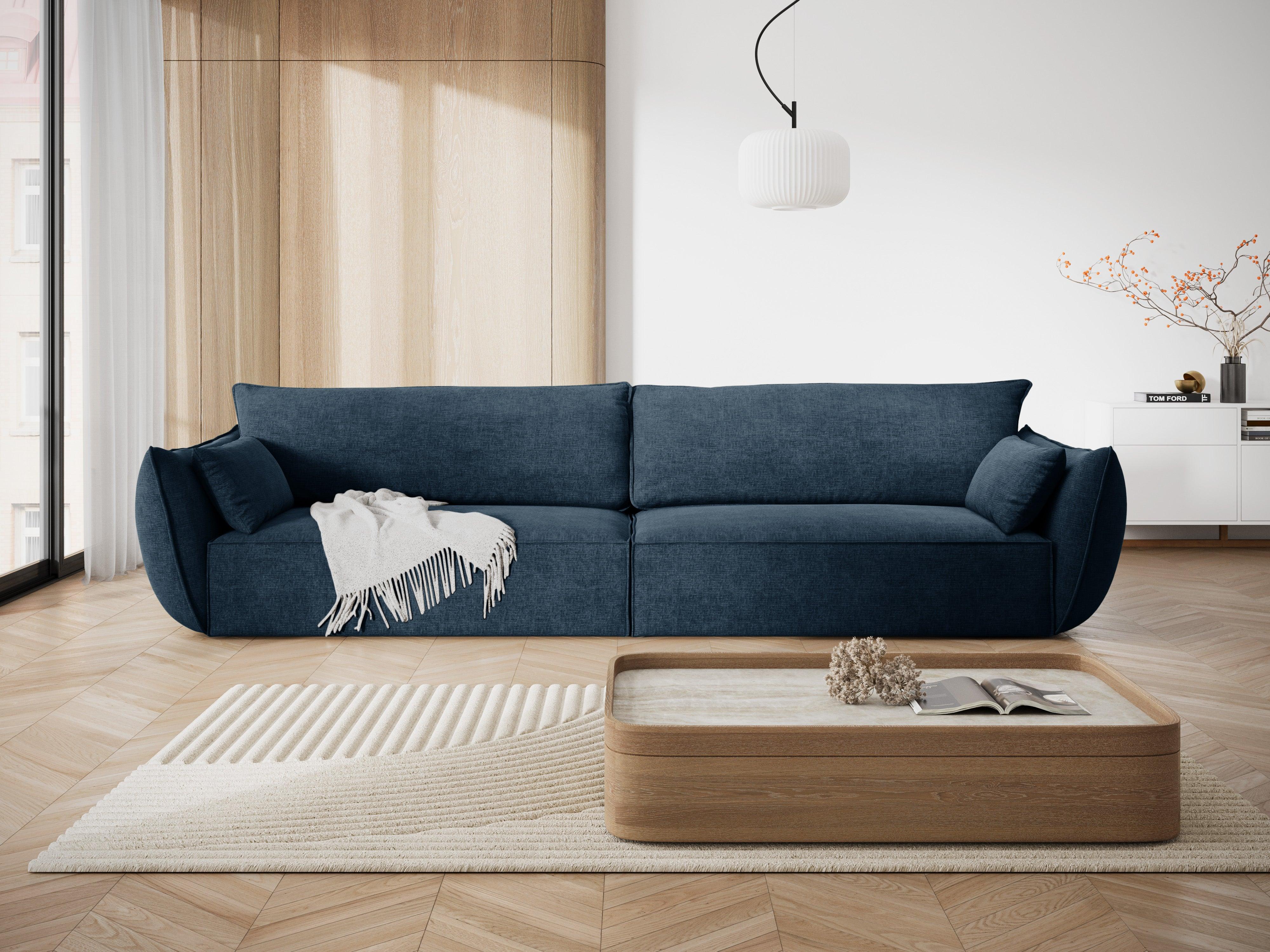 Sofa w tkaninie szenilowej 4-osobowa VANDA granat królewski Mazzini Sofas    Eye on Design