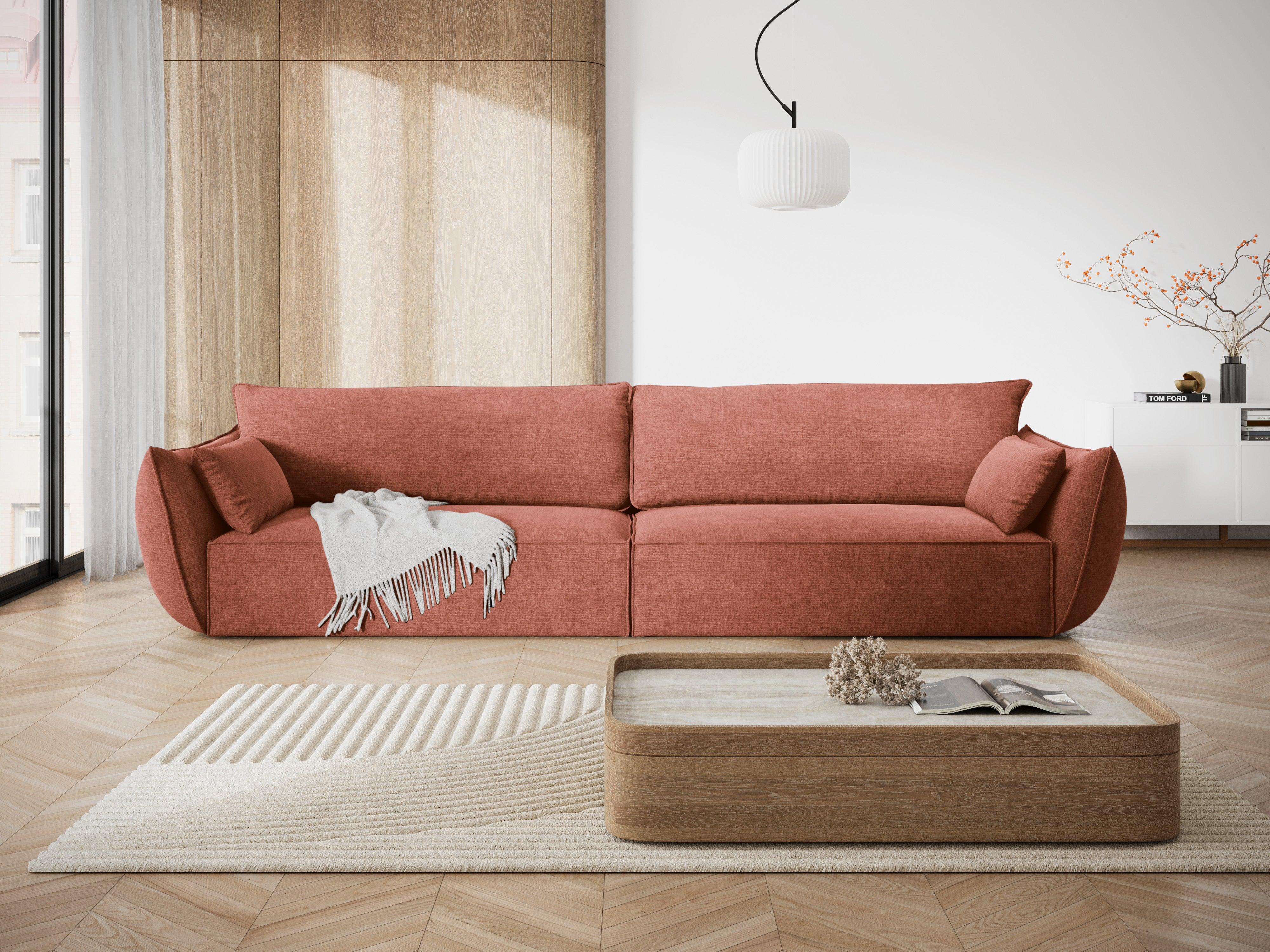 Sofa w tkaninie szenilowej 4-osobowa VANDA terracotta Mazzini Sofas    Eye on Design