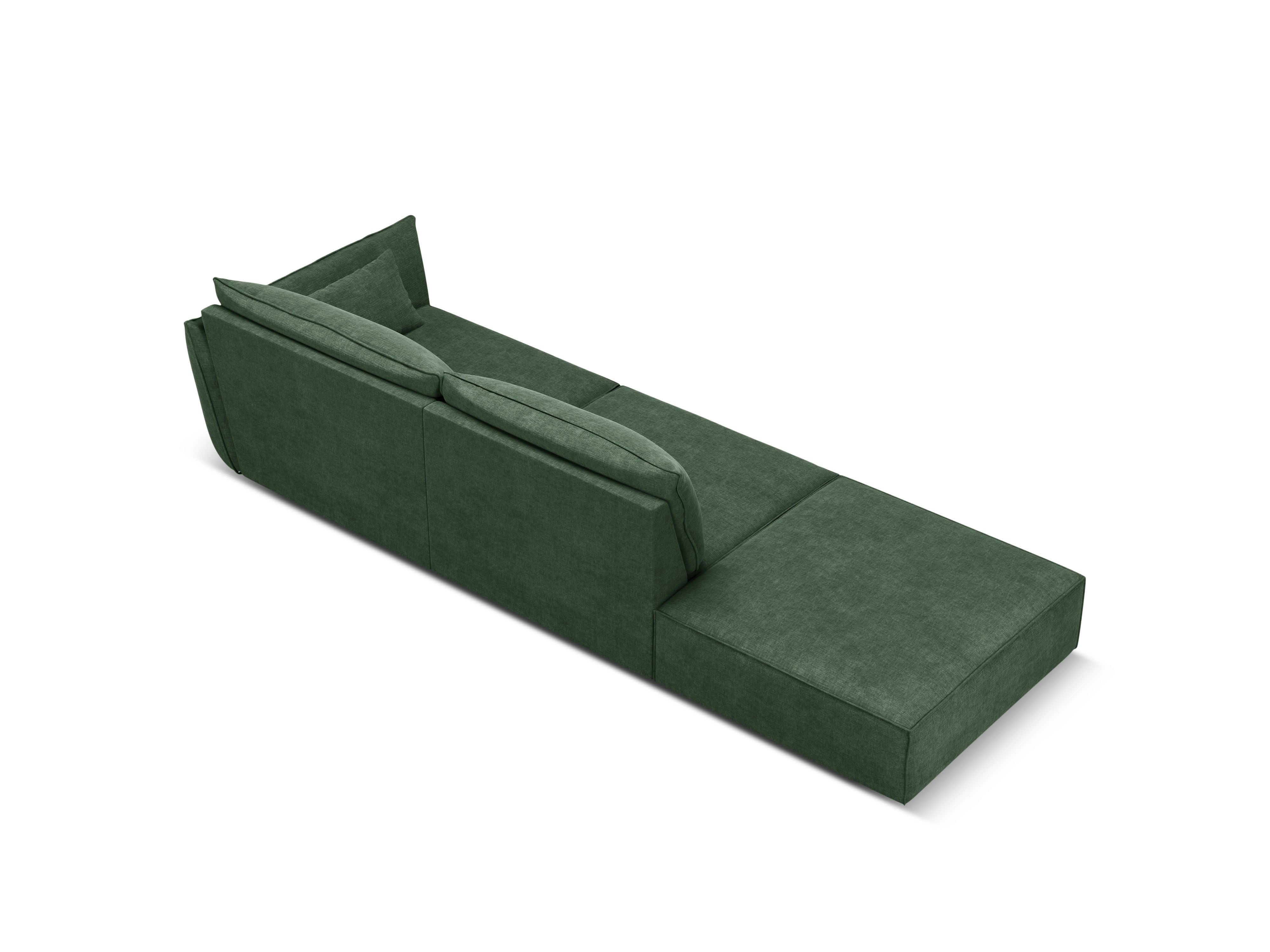 Sofa w tkaninie szenilowej lewostronna otwarta VANDA butelkowa zieleń Mazzini Sofas    Eye on Design