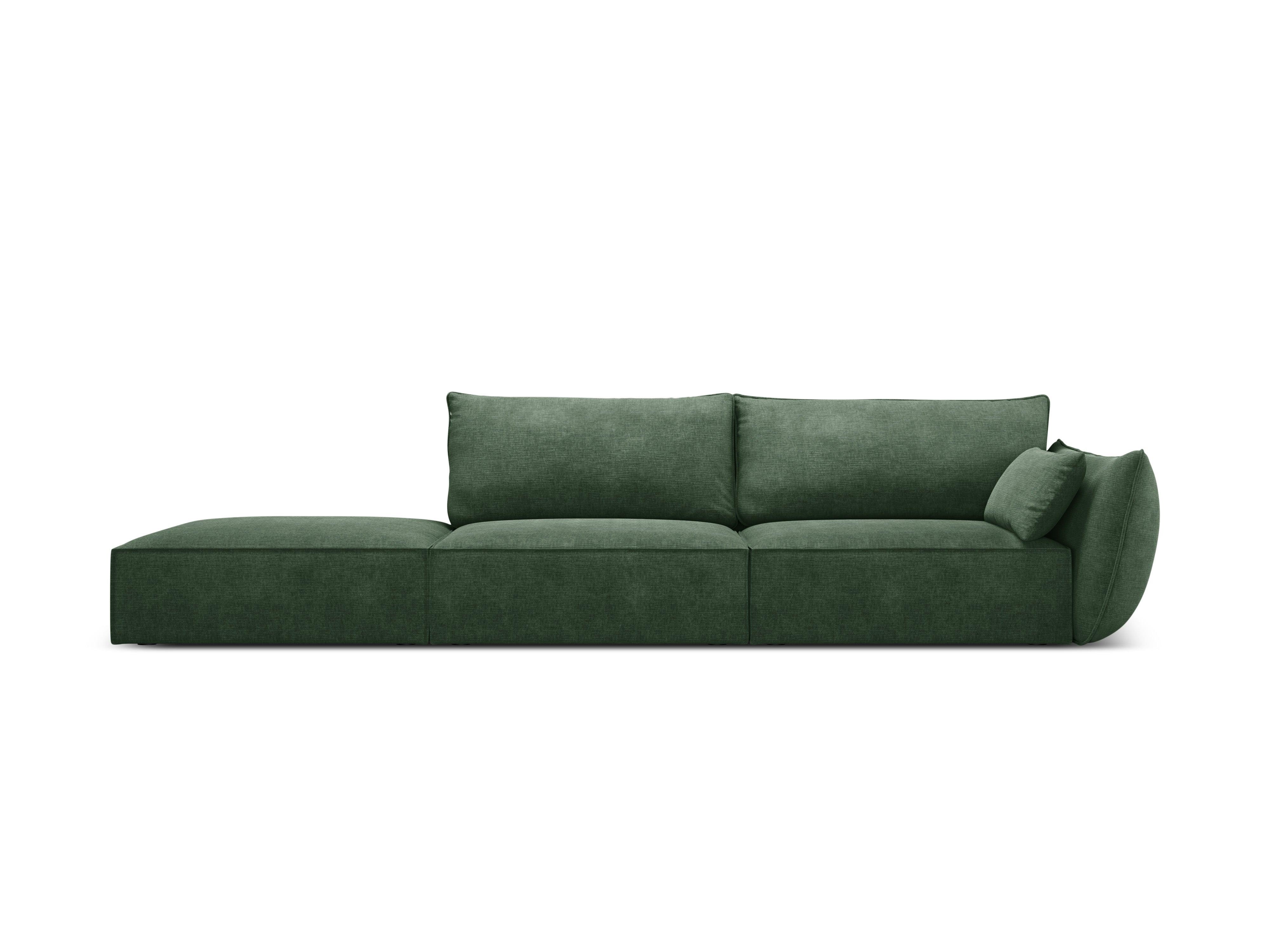 Sofa w tkaninie szenilowej lewostronna otwarta VANDA butelkowa zieleń Mazzini Sofas    Eye on Design