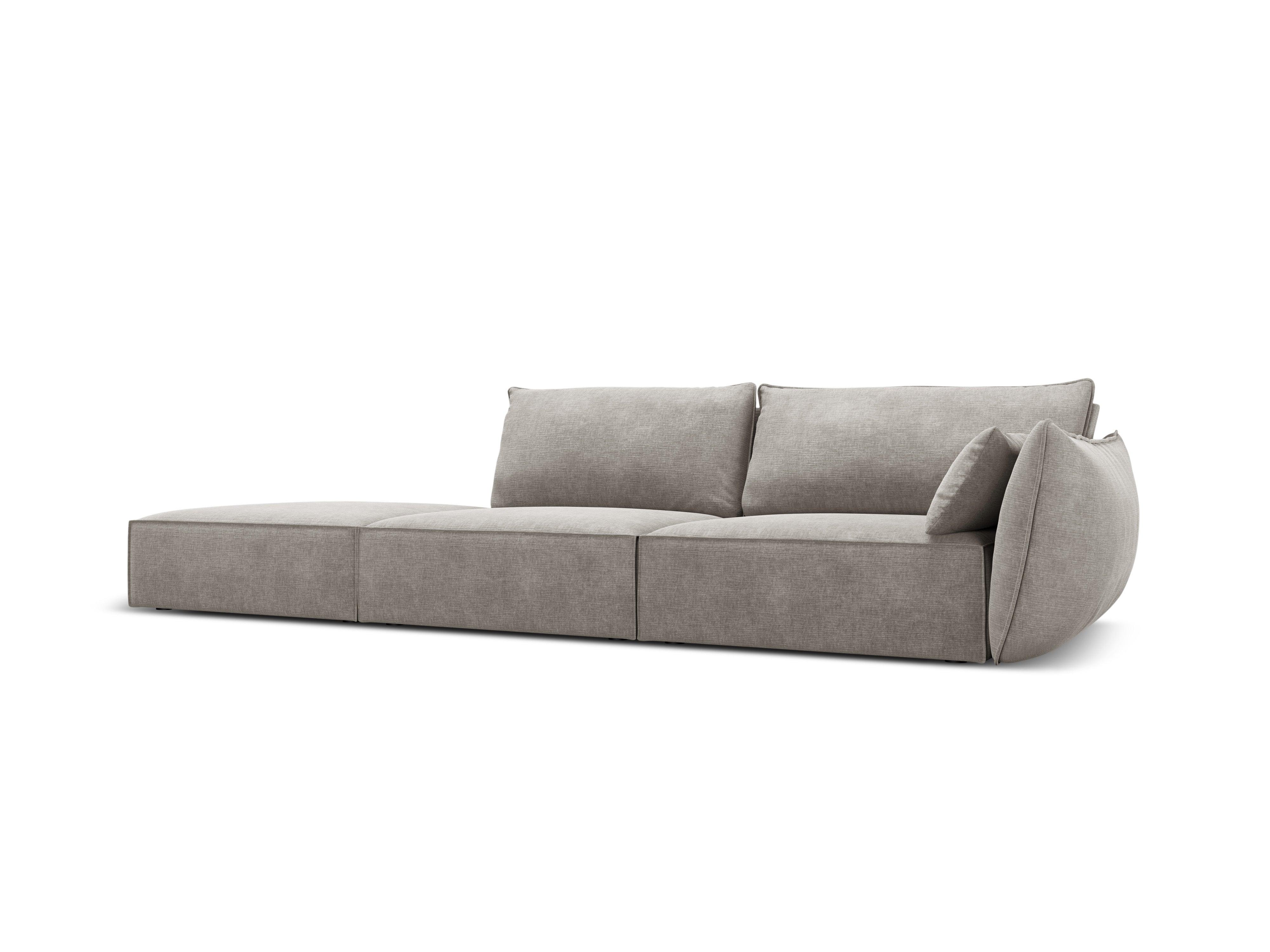 Sofa w tkaninie szenilowej lewostronna otwarta VANDA jasnoszary Mazzini Sofas    Eye on Design