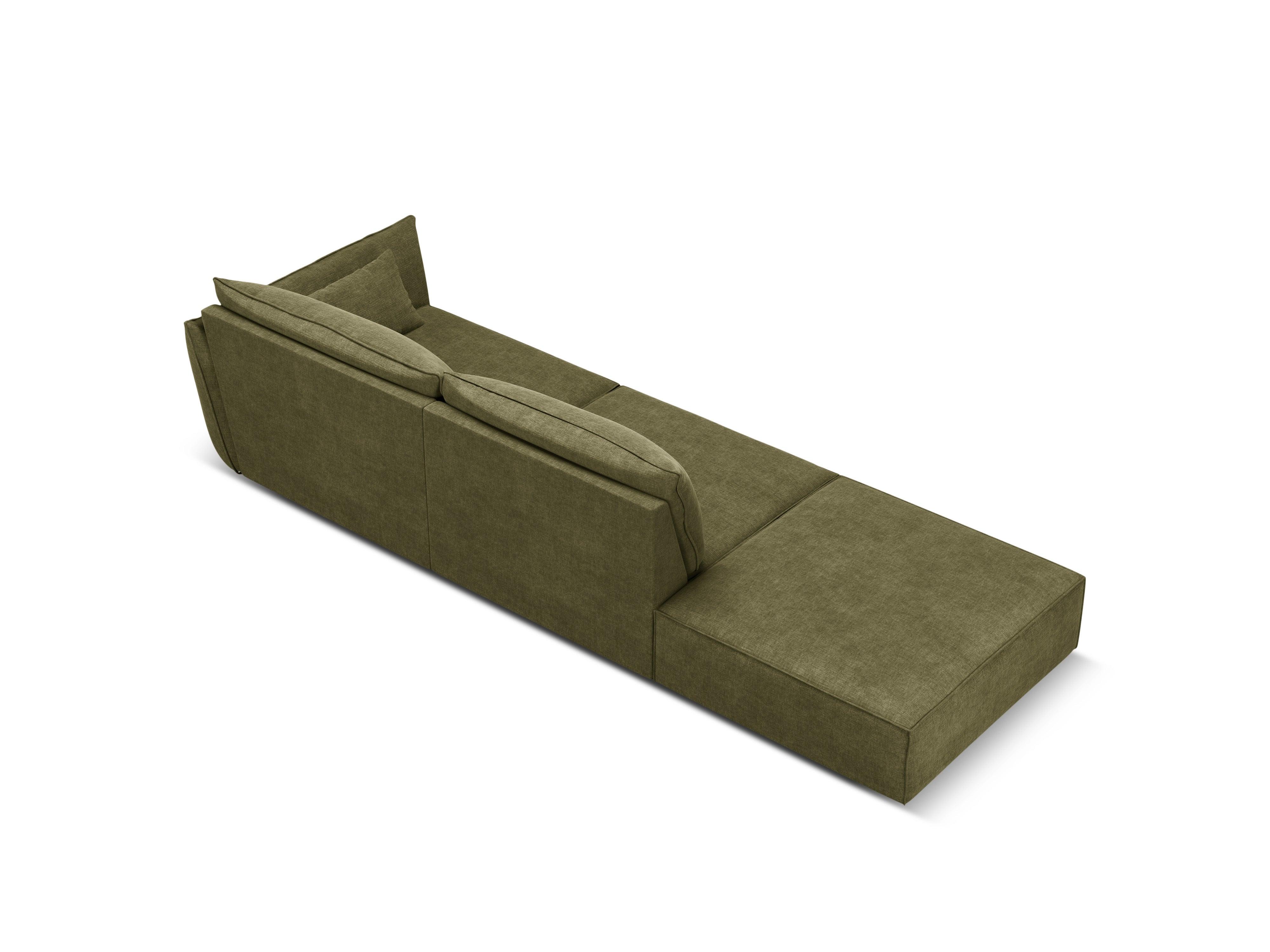 Sofa w tkaninie szenilowej lewostronna otwarta VANDA zielony Mazzini Sofas    Eye on Design