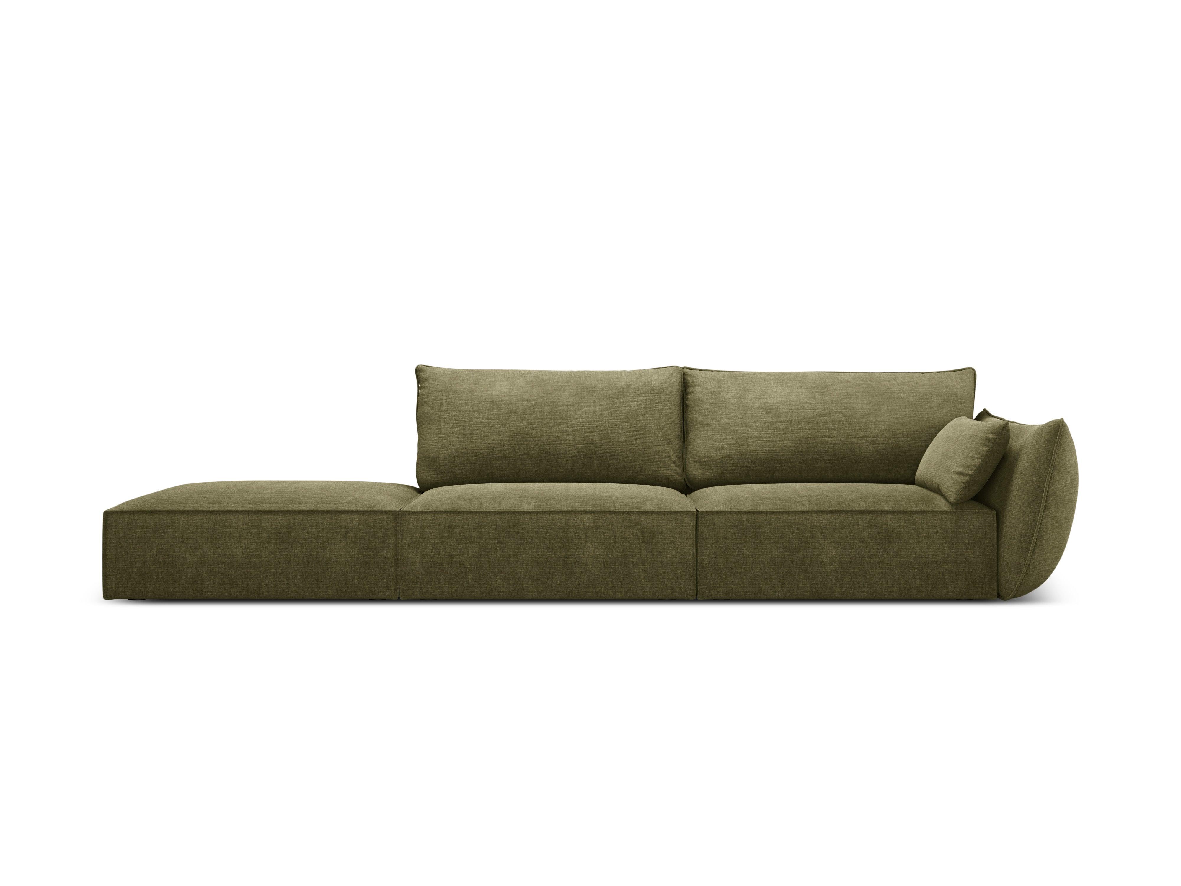 Sofa w tkaninie szenilowej lewostronna otwarta VANDA zielony Mazzini Sofas    Eye on Design