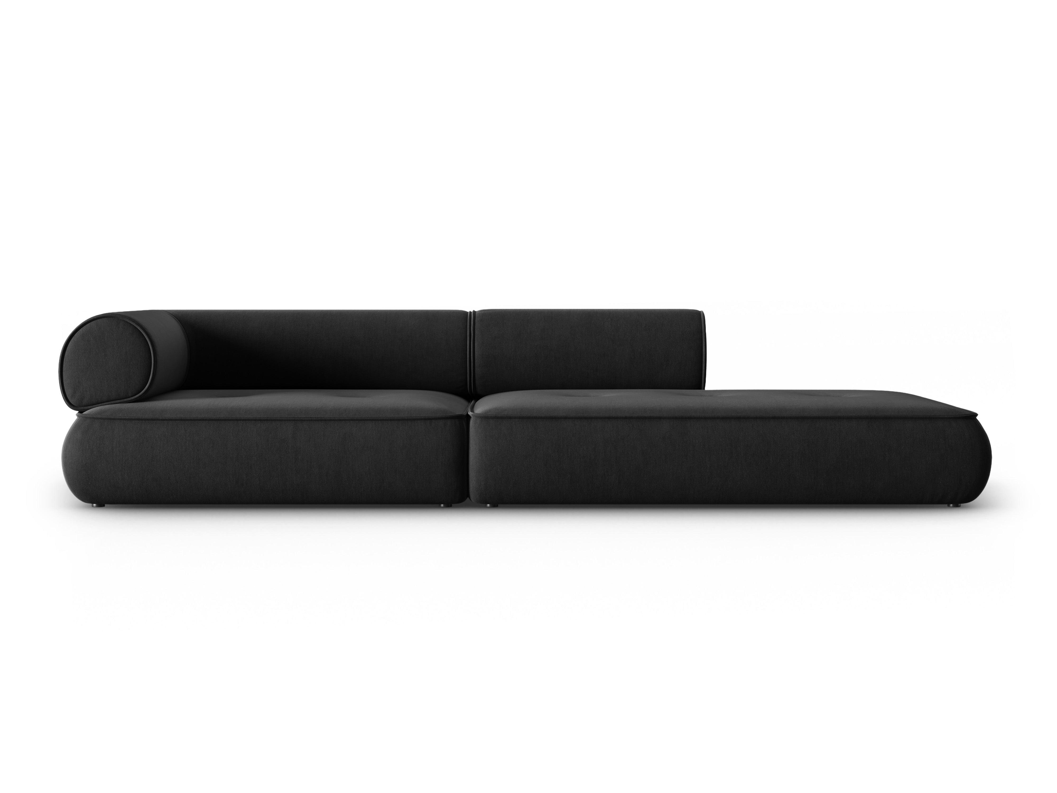 Sofa w tkaninie szenilowej otwarta prawostronna LILY antracytowy Maison Heritage    Eye on Design