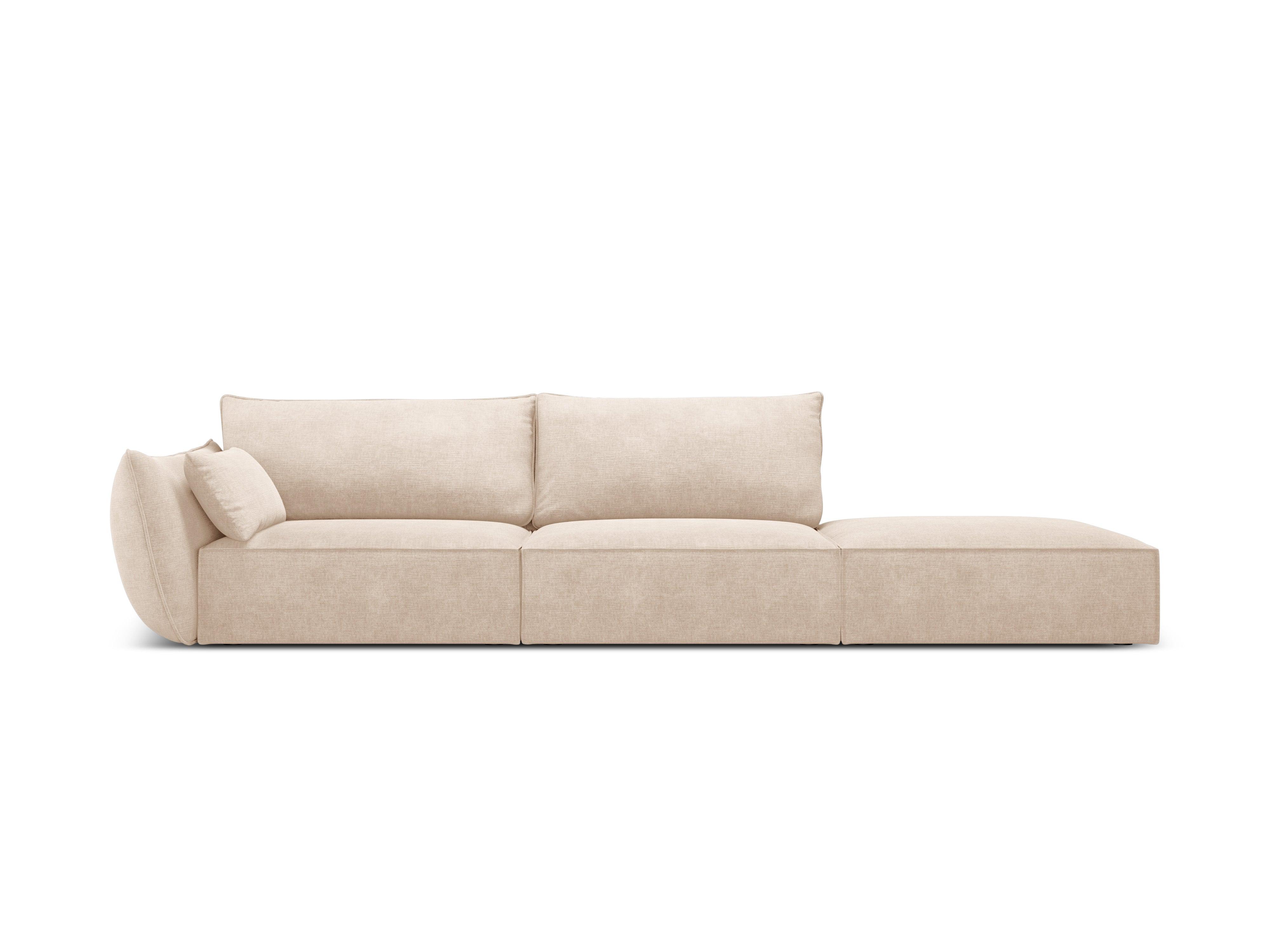 Sofa w tkaninie szenilowej prawostronna otwarta VANDA beżowy Mazzini Sofas    Eye on Design