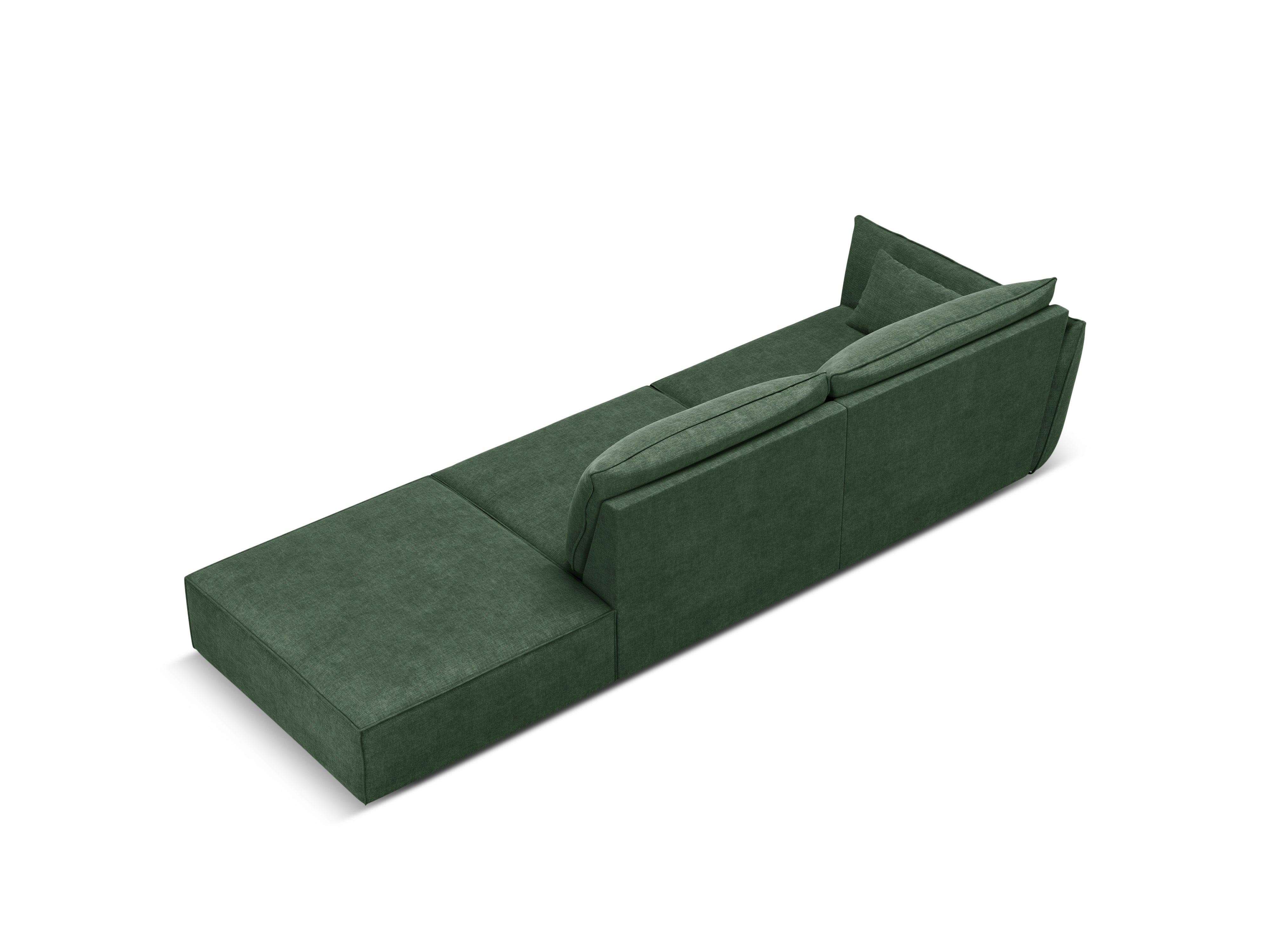 Sofa w tkaninie szenilowej prawostronna otwarta VANDA butelkowa zieleń Mazzini Sofas    Eye on Design