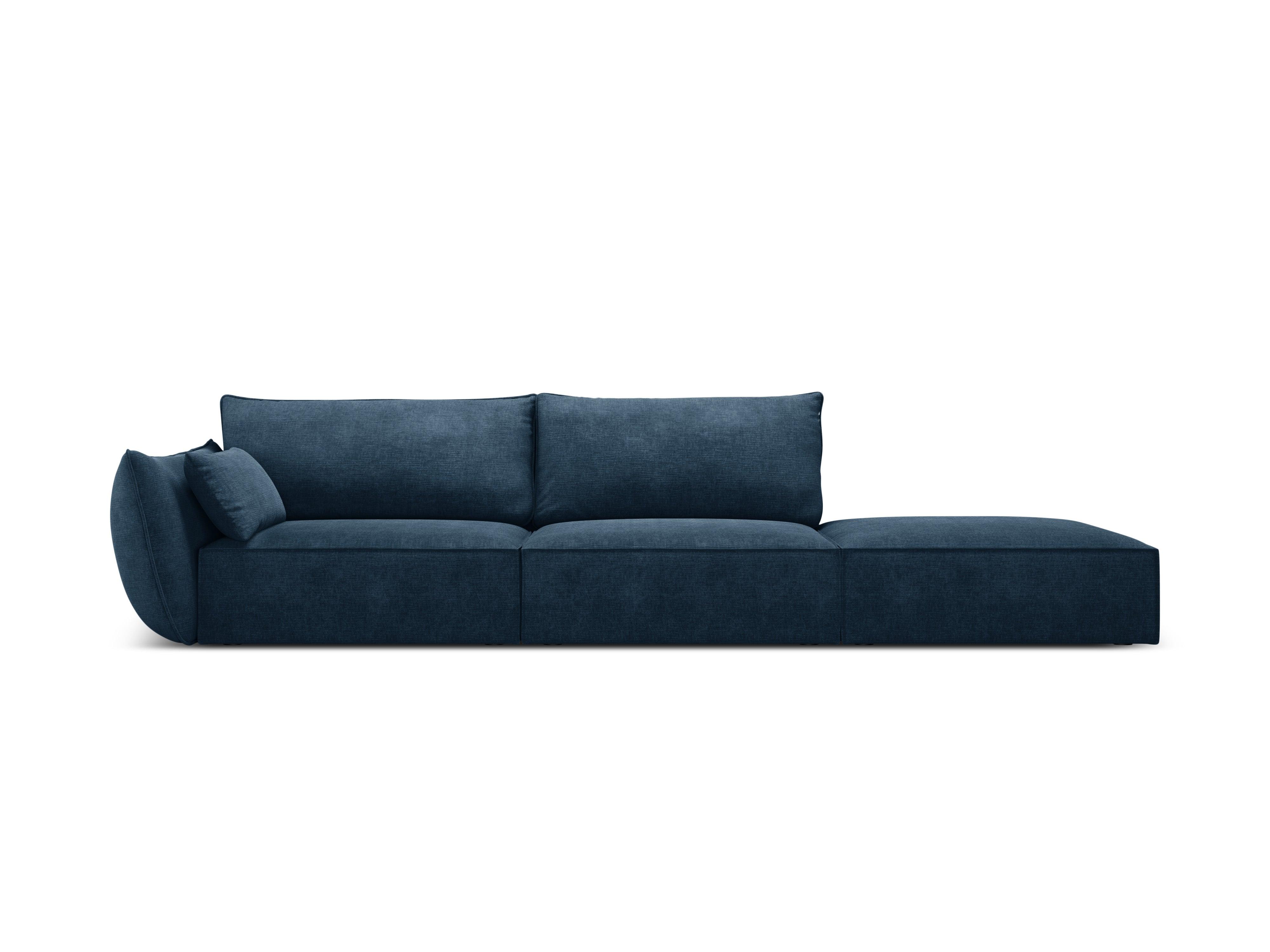 Sofa w tkaninie szenilowej prawostronna otwarta VANDA granat królewski Mazzini Sofas    Eye on Design