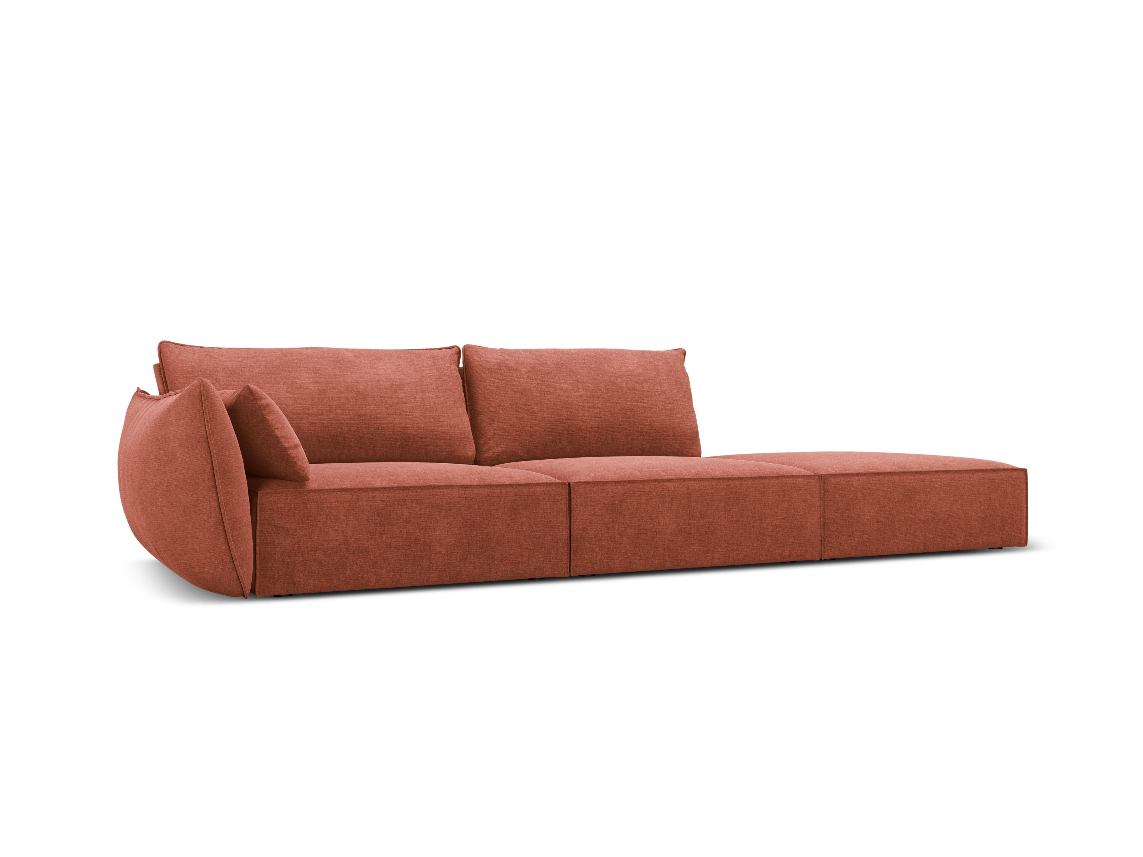 Sofa w tkaninie szenilowej prawostronna otwarta VANDA terracotta Mazzini Sofas    Eye on Design