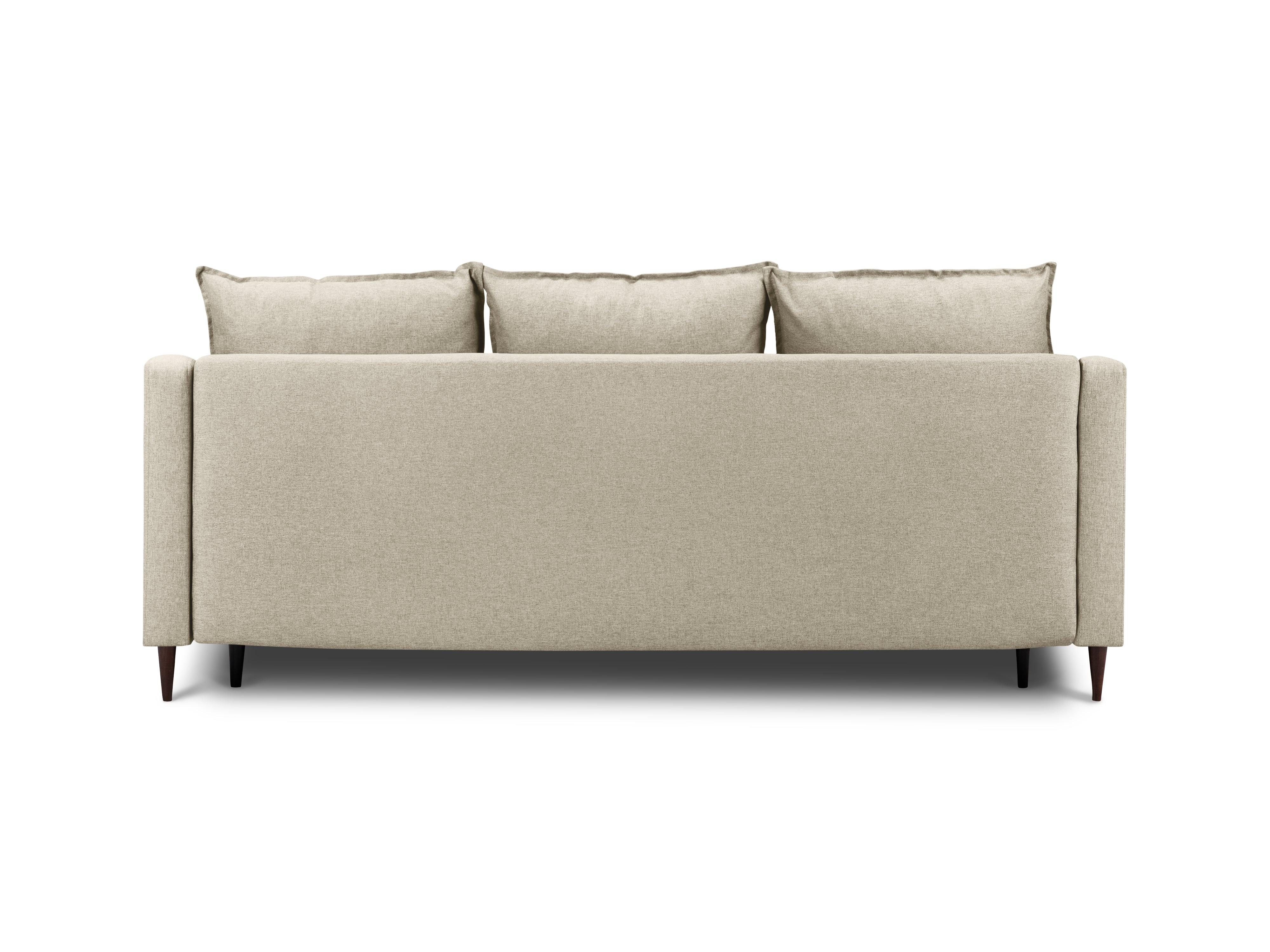 Sofa z funkcją spania FREESIA beżowy z ciemnobrązową drewnianą podstawą Mazzini Sofas    Eye on Design