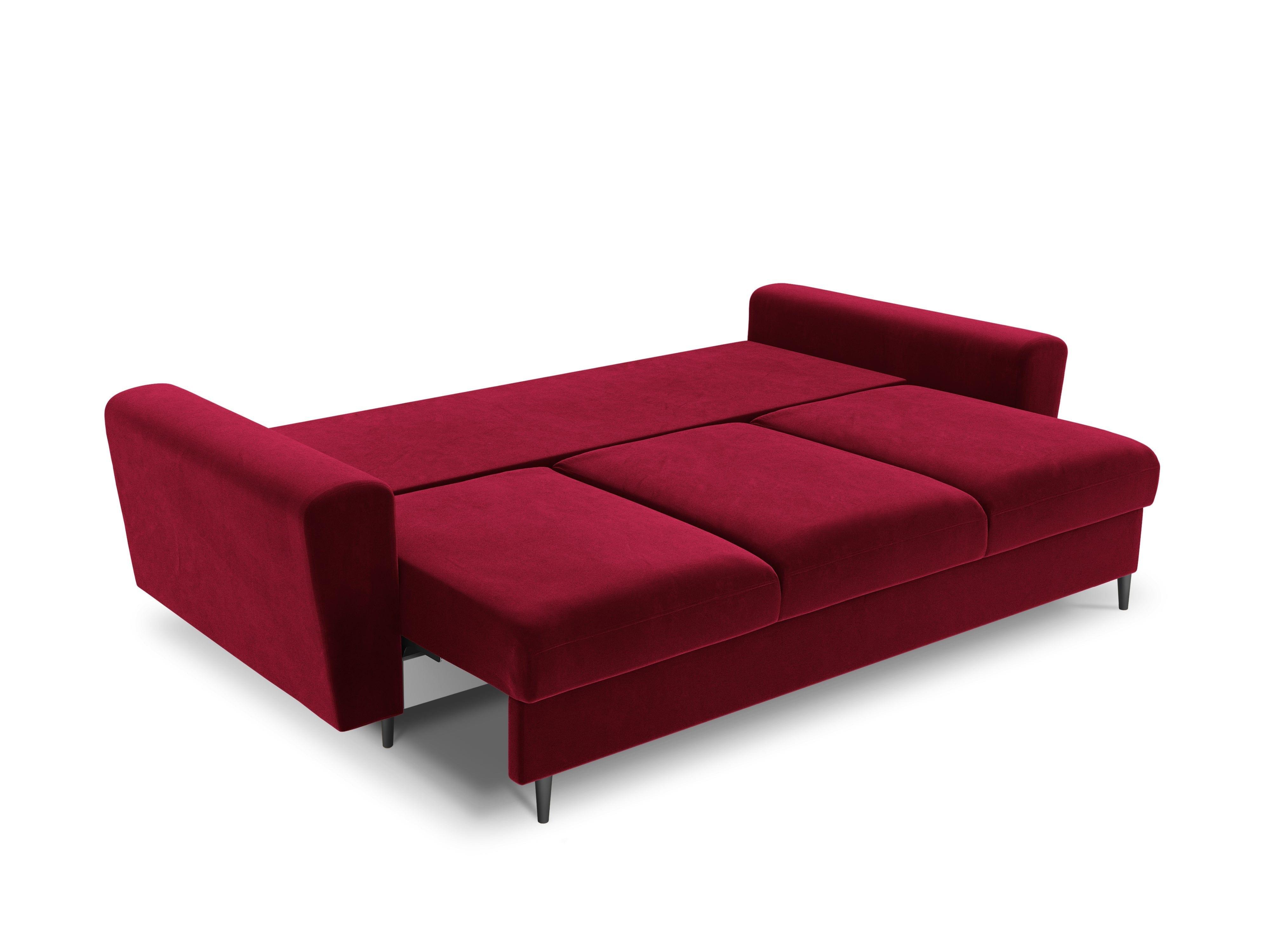 Sofa z funkcją spania KYOTO czerwony z czarną podstawą Cosmopolitan Design    Eye on Design