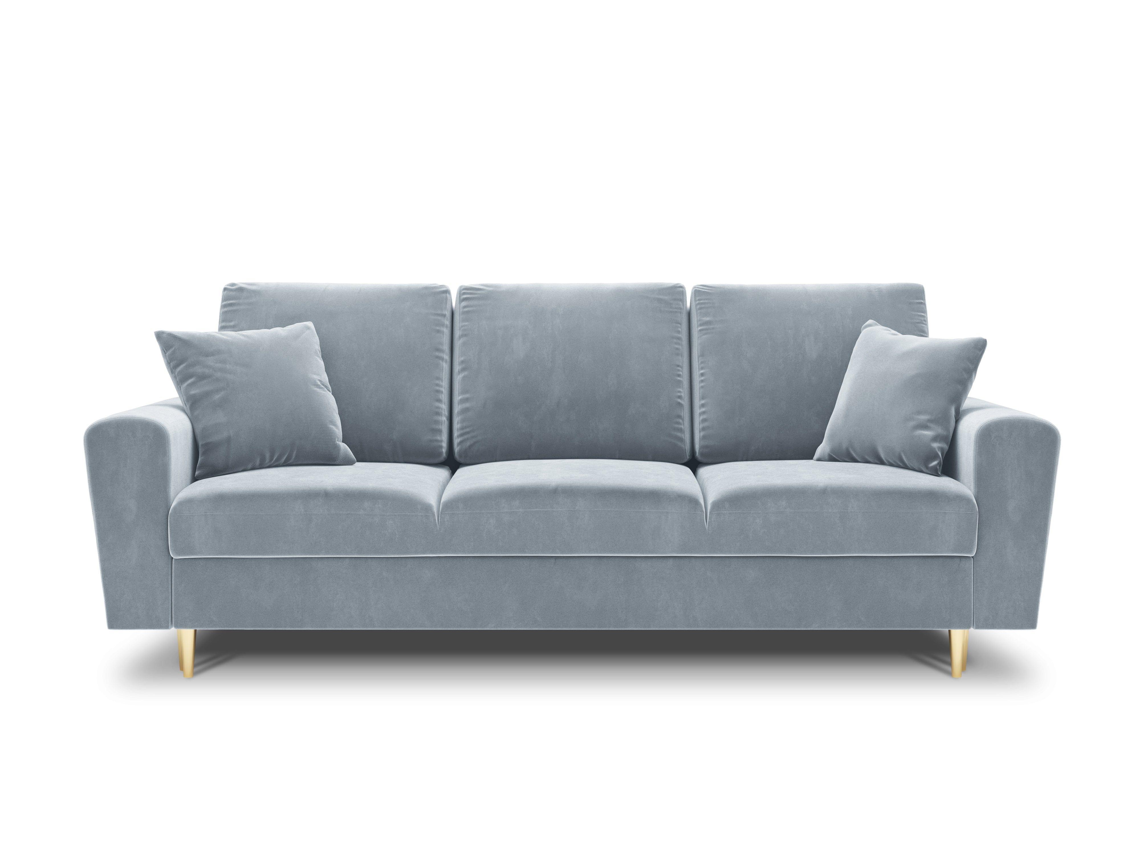 Sofa z funkcją spania KYOTO jasnoniebieski ze złotą podstawą Cosmopolitan Design    Eye on Design