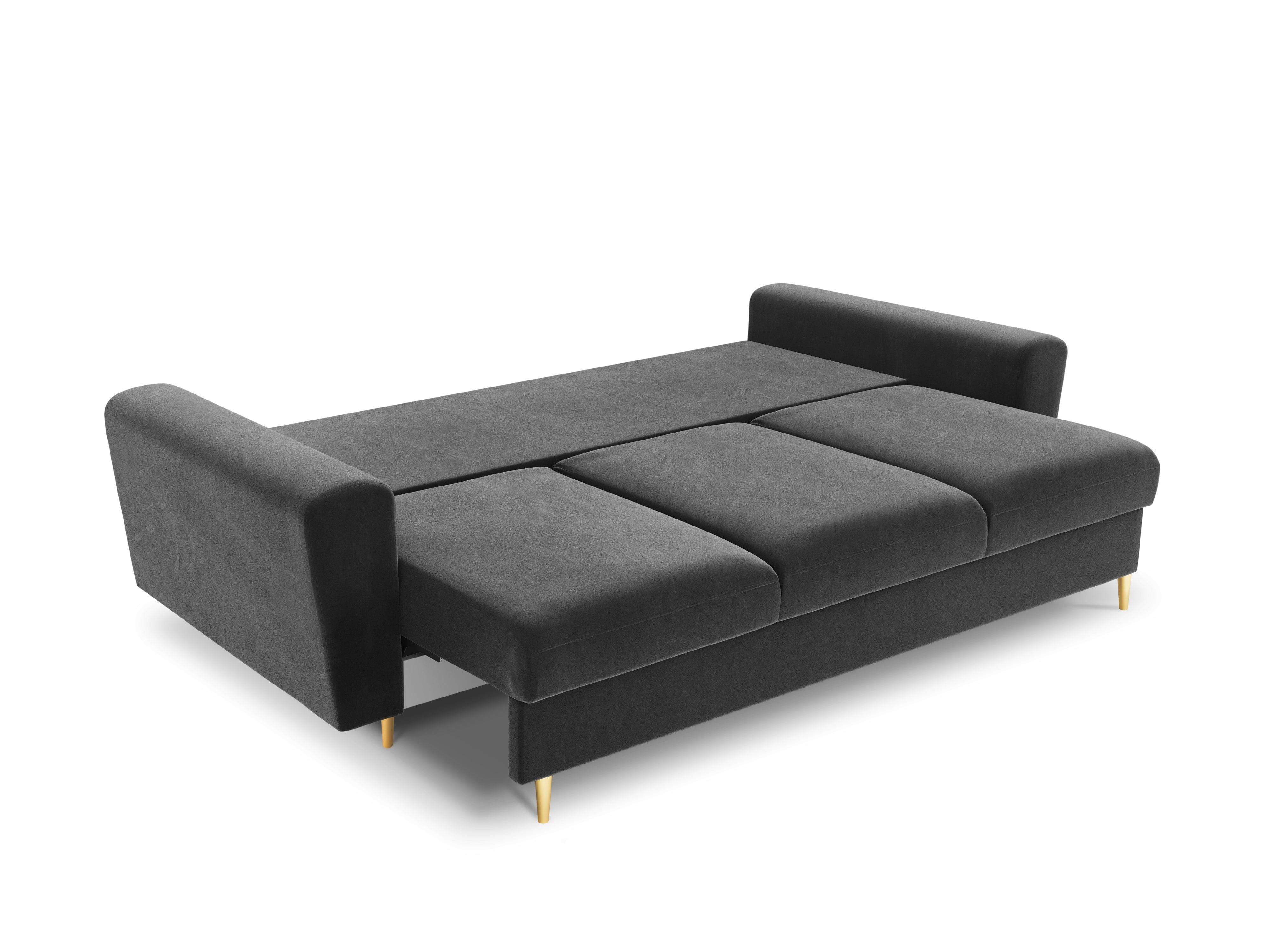 Sofa z funkcją spania KYOTO jasnoszary ze złotą podstawą Cosmopolitan Design    Eye on Design