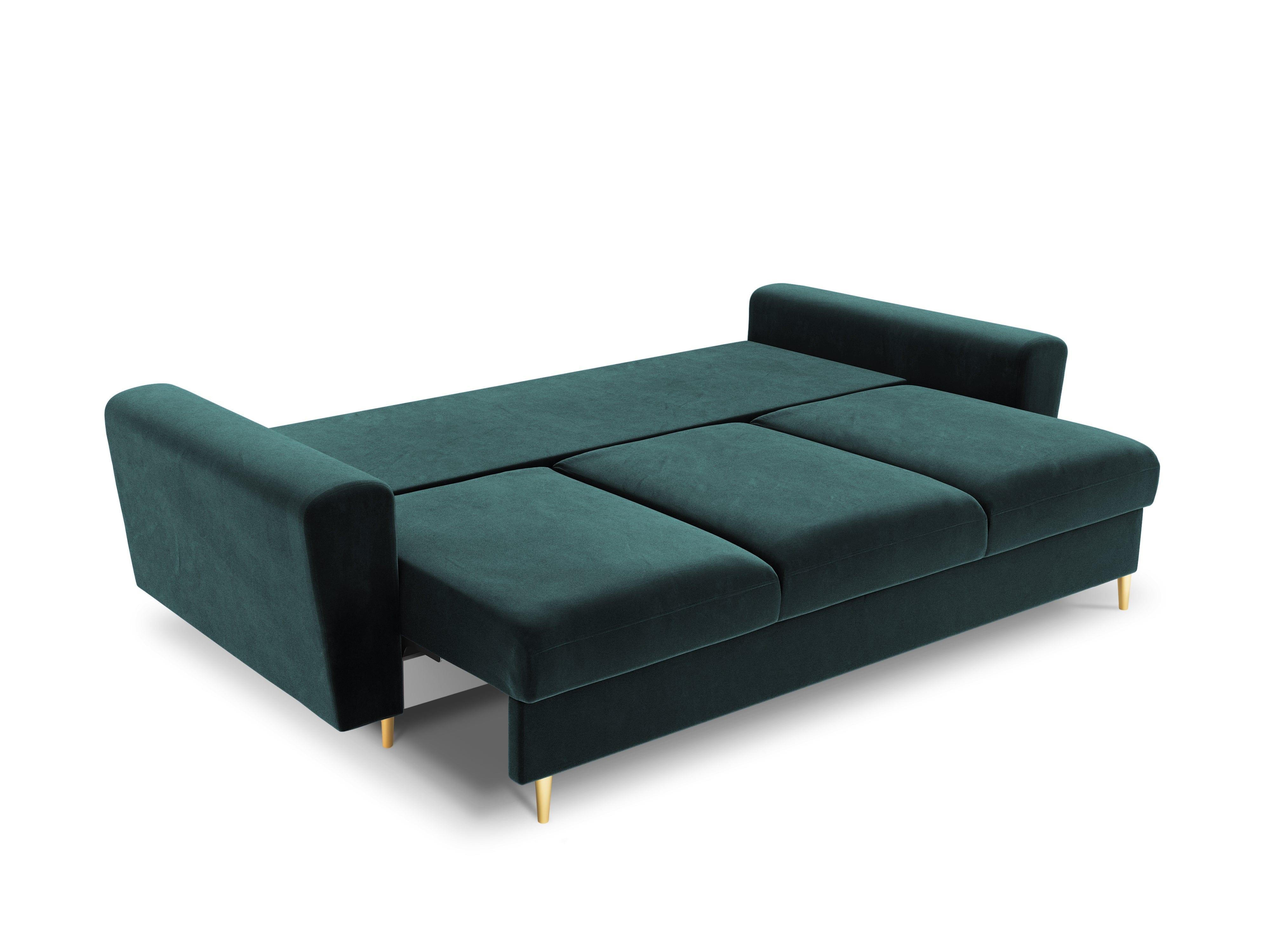 Sofa z funkcją spania KYOTO petrol ze złotą podstawą Cosmopolitan Design    Eye on Design