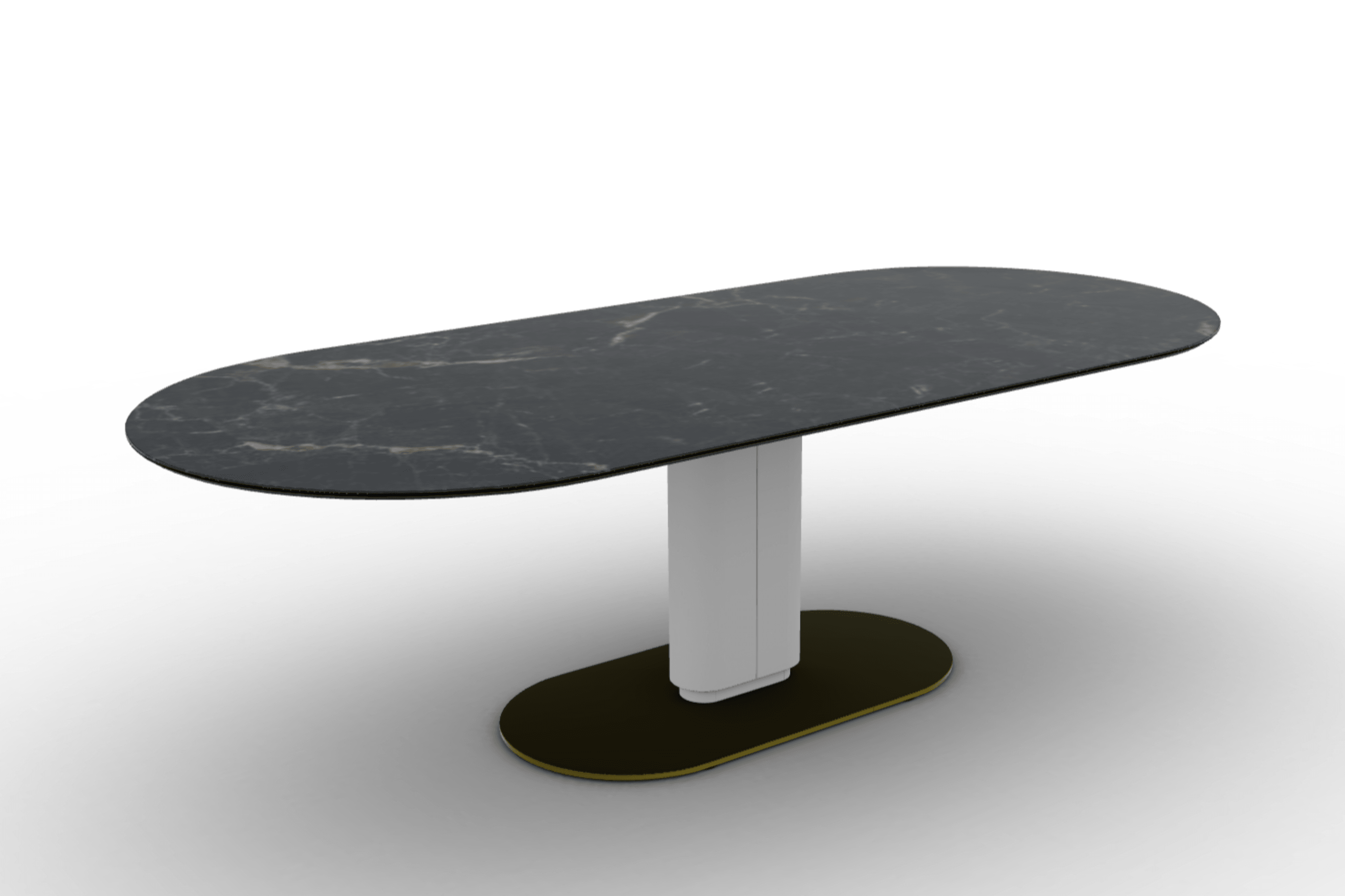 Stół CAMEO czarny marmur Calligaris 250 cm matowa biel matowy mosiądz Eye on Design