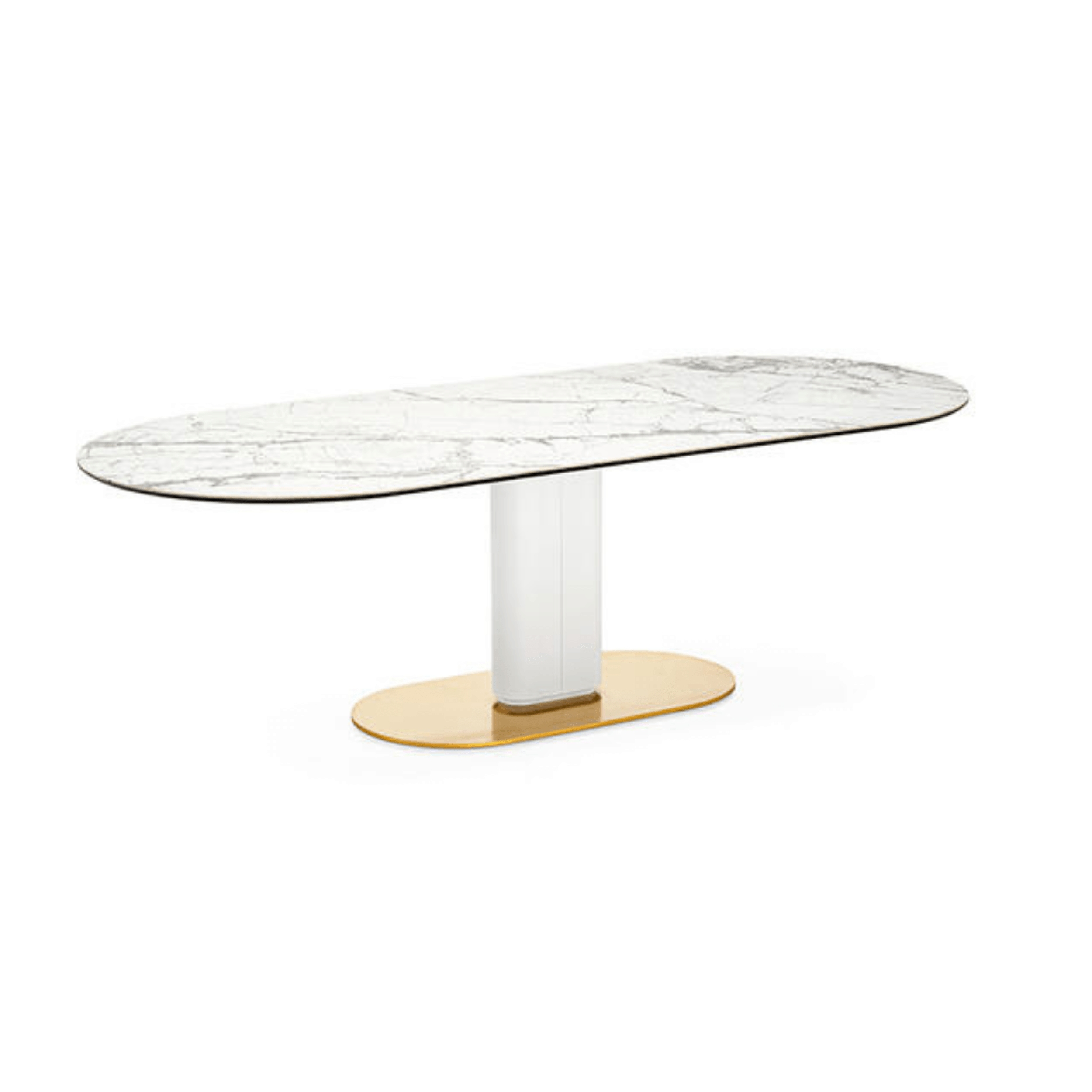 Stół CAMEO kremowy marmur Calligaris 200 cm matowa biel matowy mosiądz Eye on Design