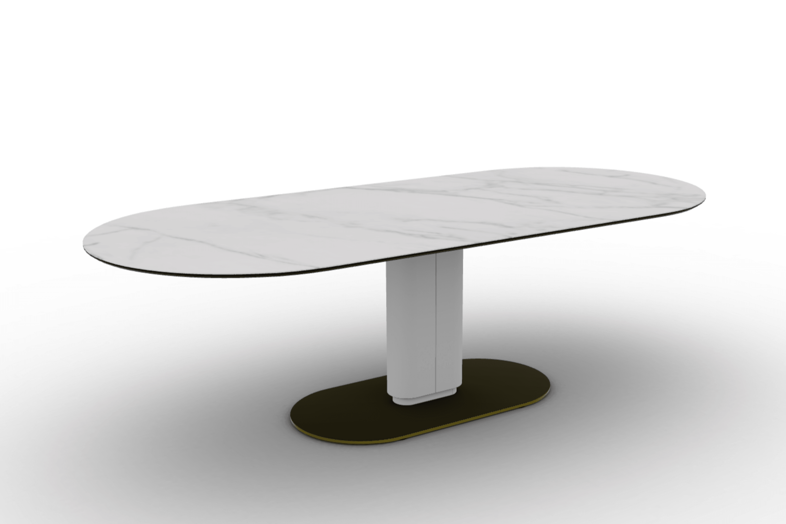 Stół CAMEO kremowy marmur Calligaris 250 cm matowa biel matowy mosiądz Eye on Design