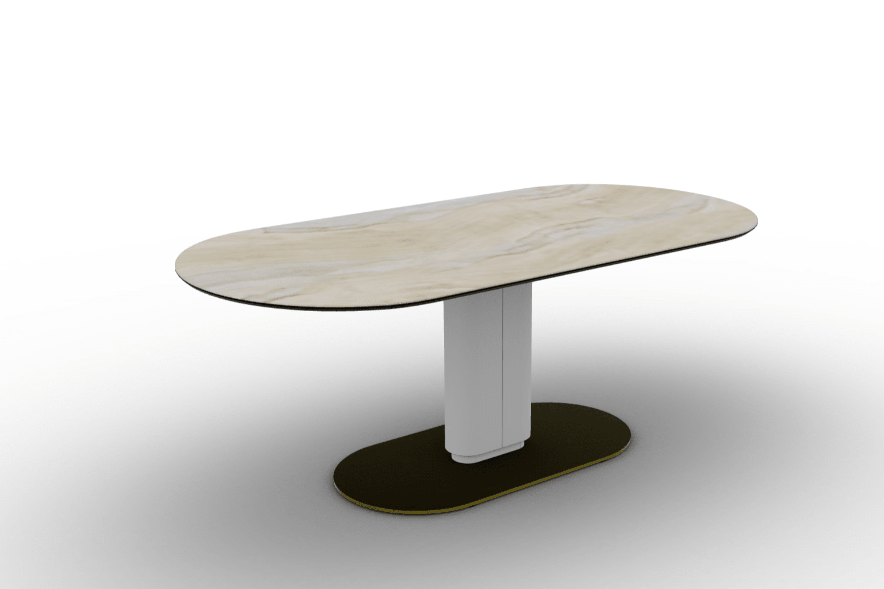 Stół CAMEO piaskowy marmur Calligaris 200 cm matowa biel matowy mosiądz Eye on Design