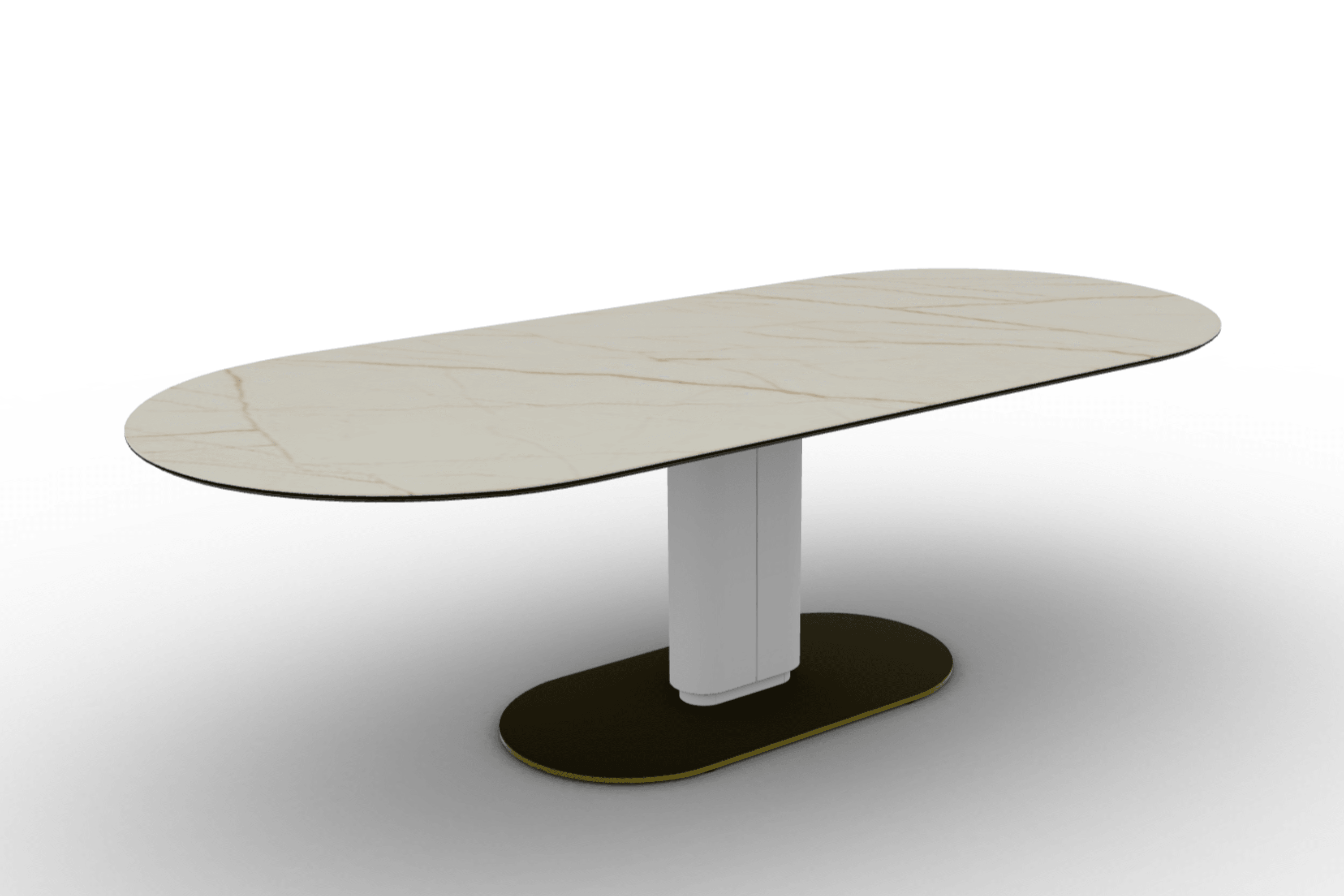 Stół CAMEO złoty marmur Calligaris 250 cm matowa biel matowy mosiądz Eye on Design