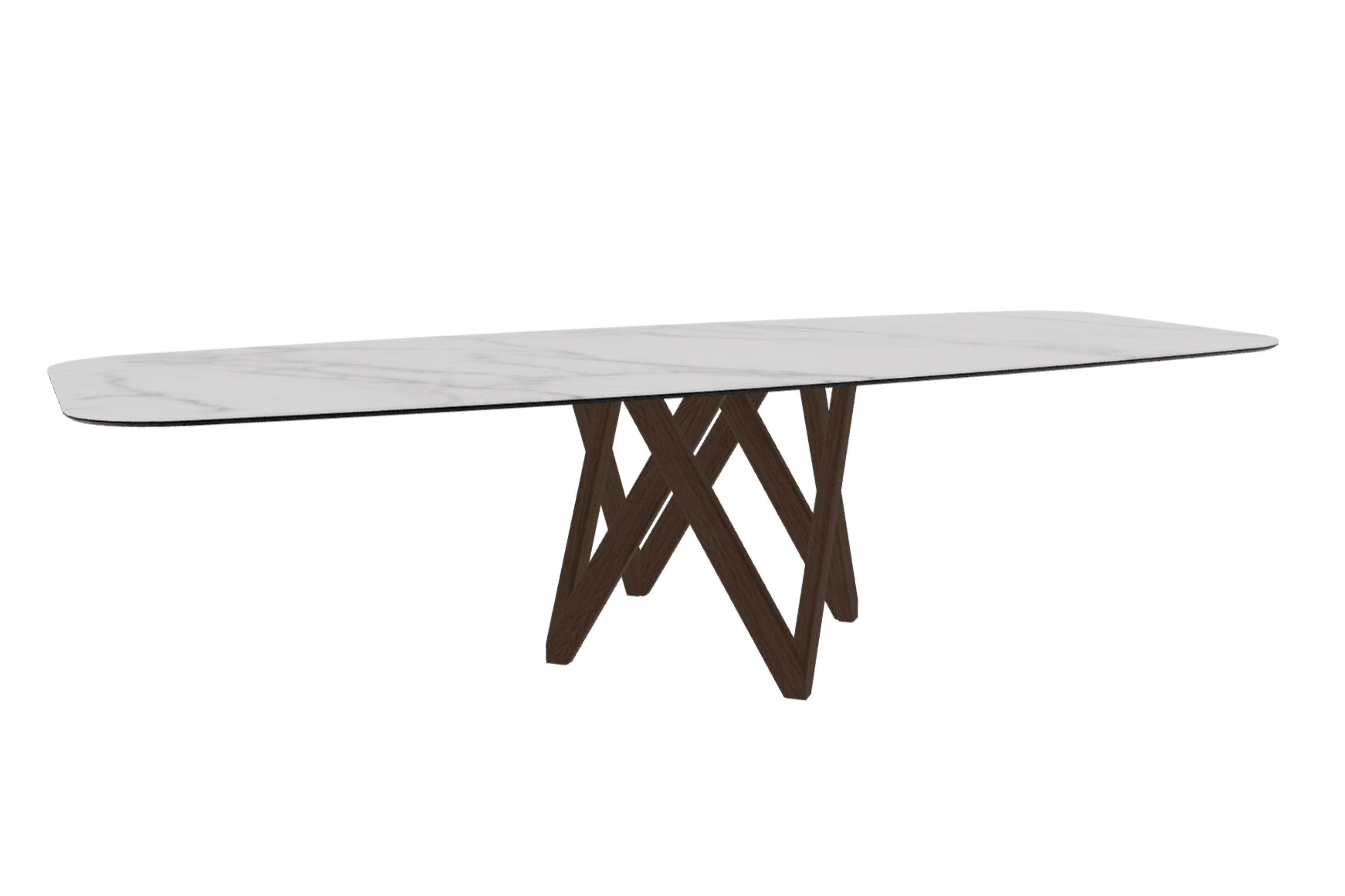 Stół CARTESIO kremowy marmur z drewnianą podstawą Calligaris 300 cm ciemnobrązowy  Eye on Design