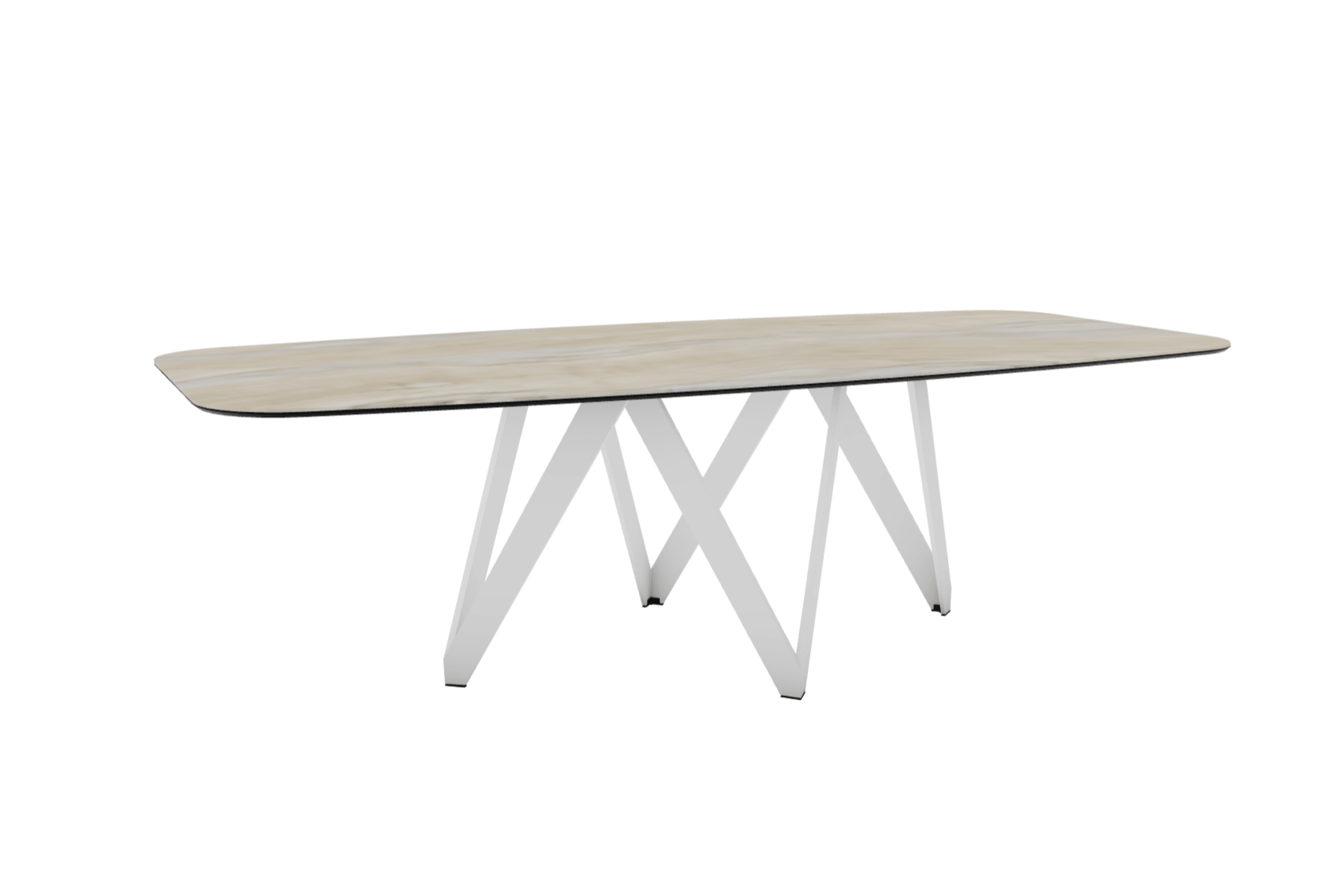 Stół CARTESIO piaskowy marmur z metalową podstawą Calligaris 250 cm matowa biel  Eye on Design