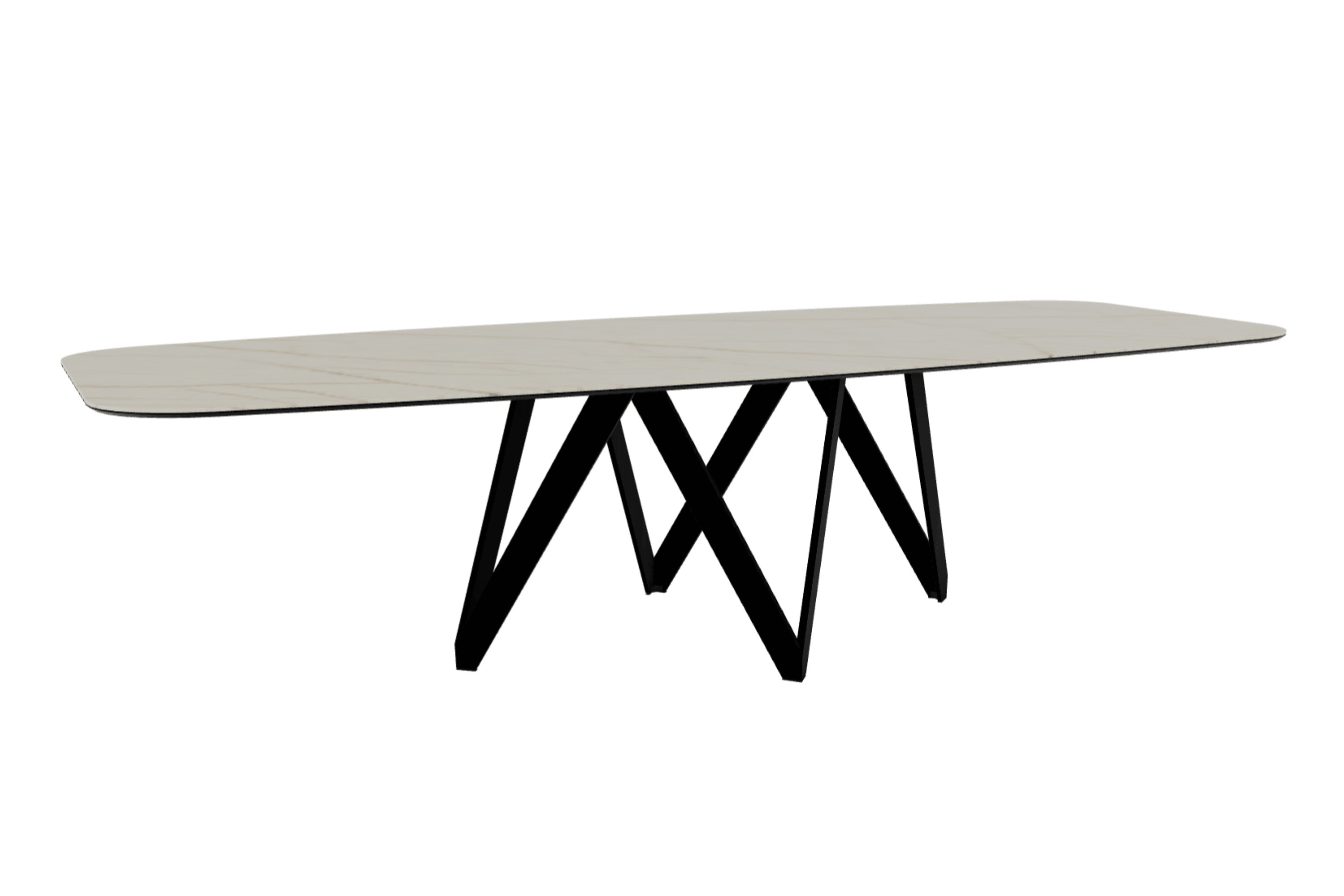 Stół CARTESIO złoty marmur z metalową podstawą Calligaris 300 cm matowa czerń  Eye on Design