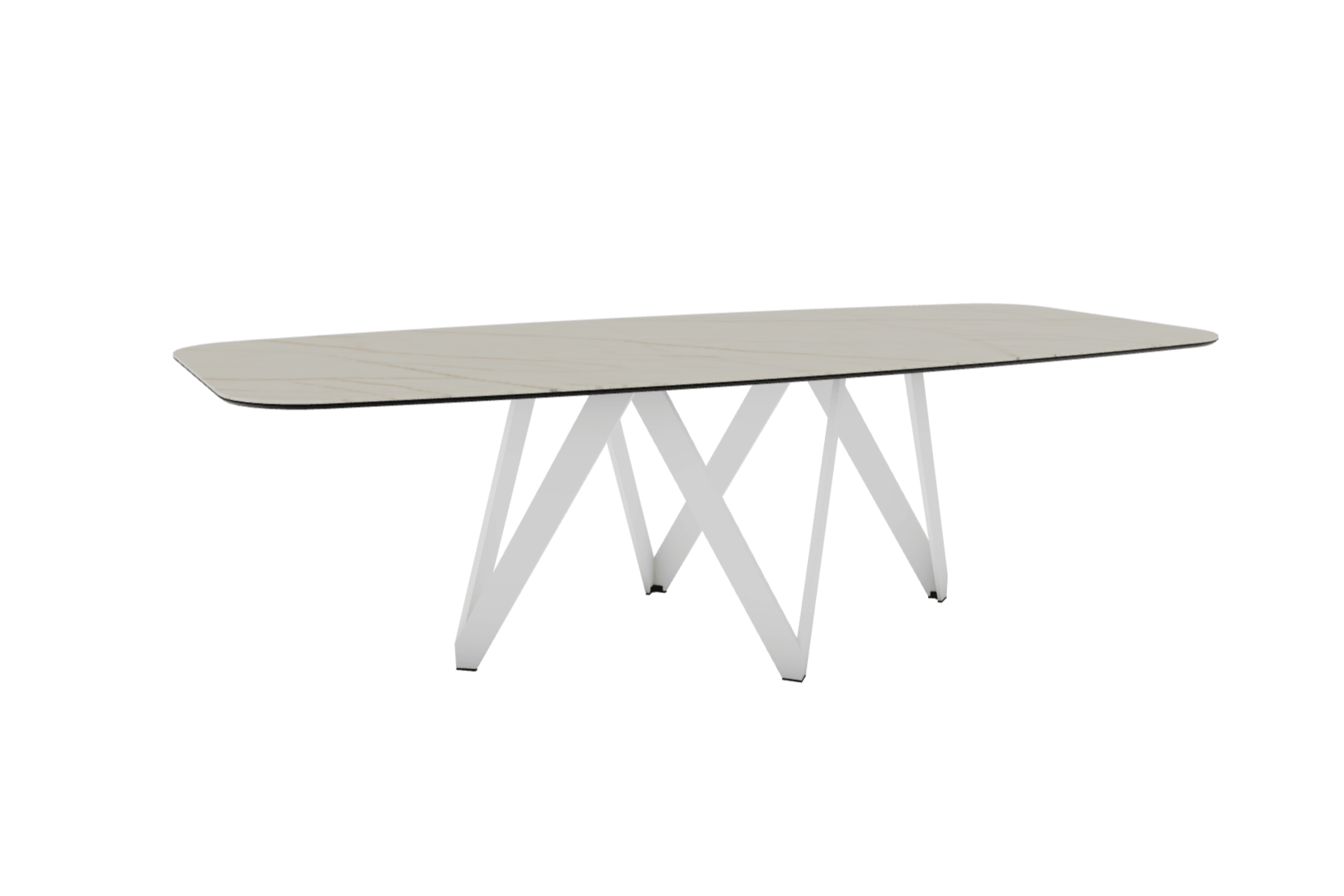 Stół CARTESIO złoty marmur z metalową podstawą Calligaris 250 cm matowa biel  Eye on Design