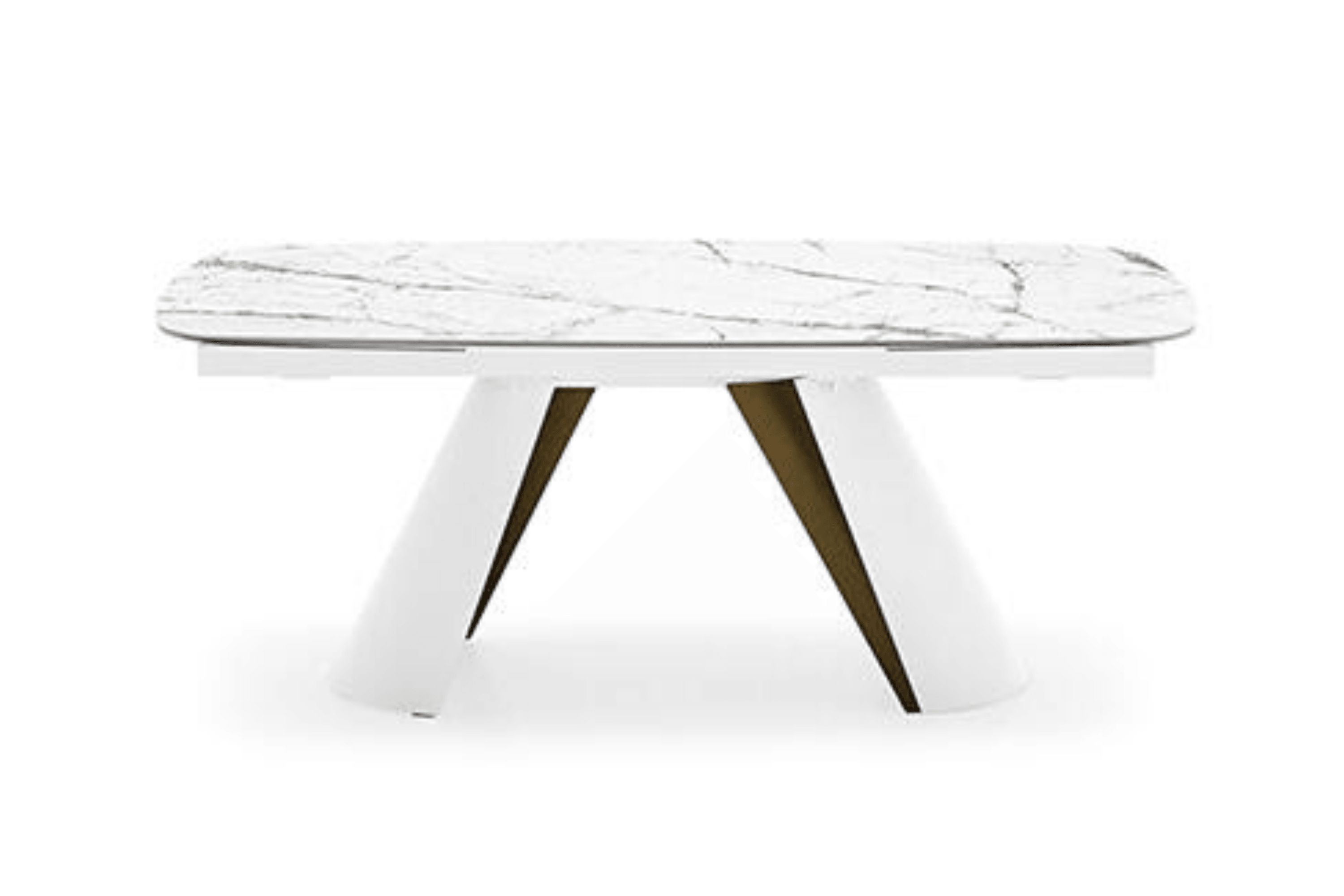 Stół elipsa rozkładany APIAN kremowy marmur Calligaris matowa biel matowy brąz  Eye on Design