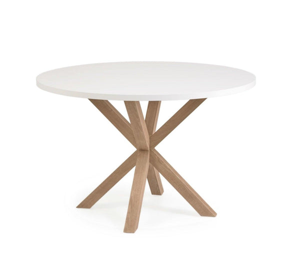 Stół okrągły ARGO biały z drewnianą podstawą La Forma    Eye on Design