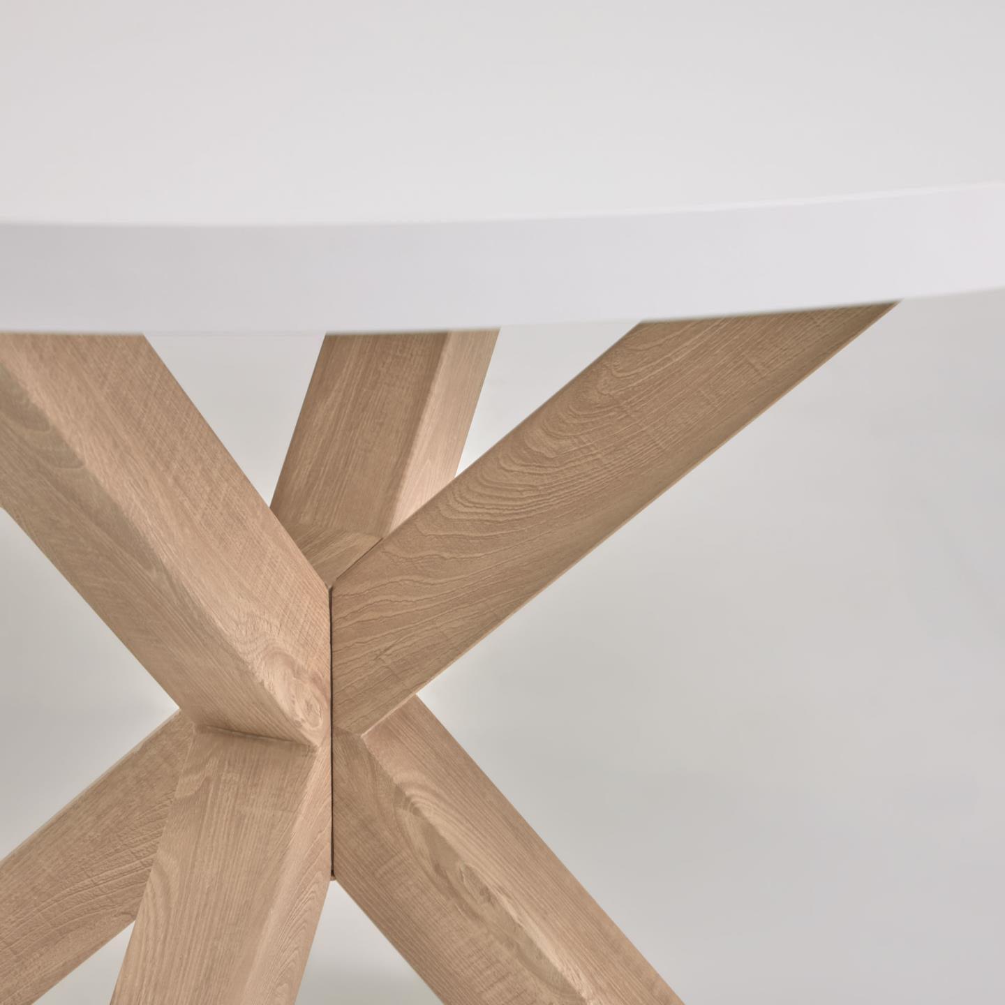 Stół okrągły ARGO biały z drewnianą podstawą La Forma    Eye on Design