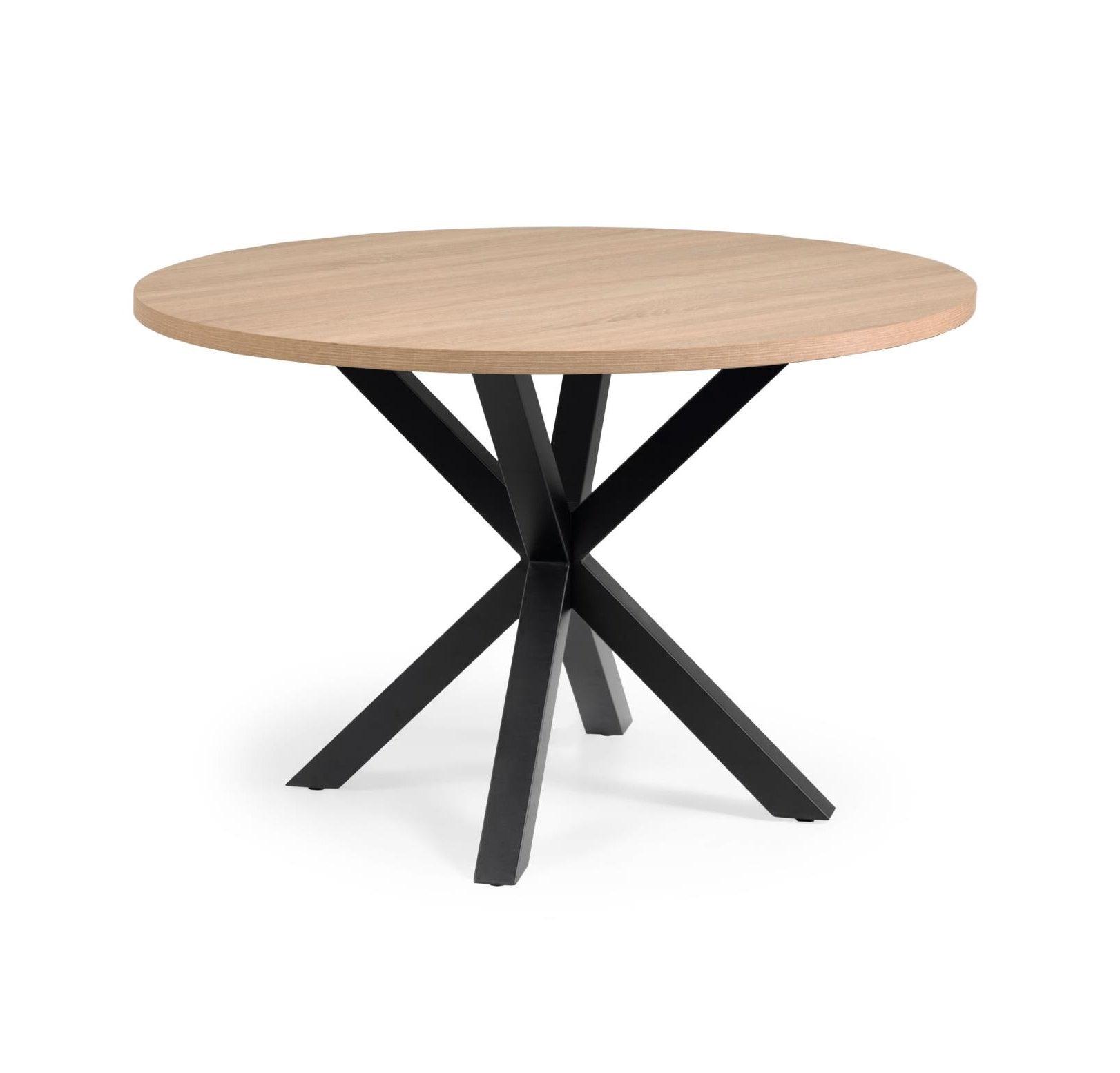 Stół okrągły ARGO drewniany blat z czarną podstawą La Forma    Eye on Design