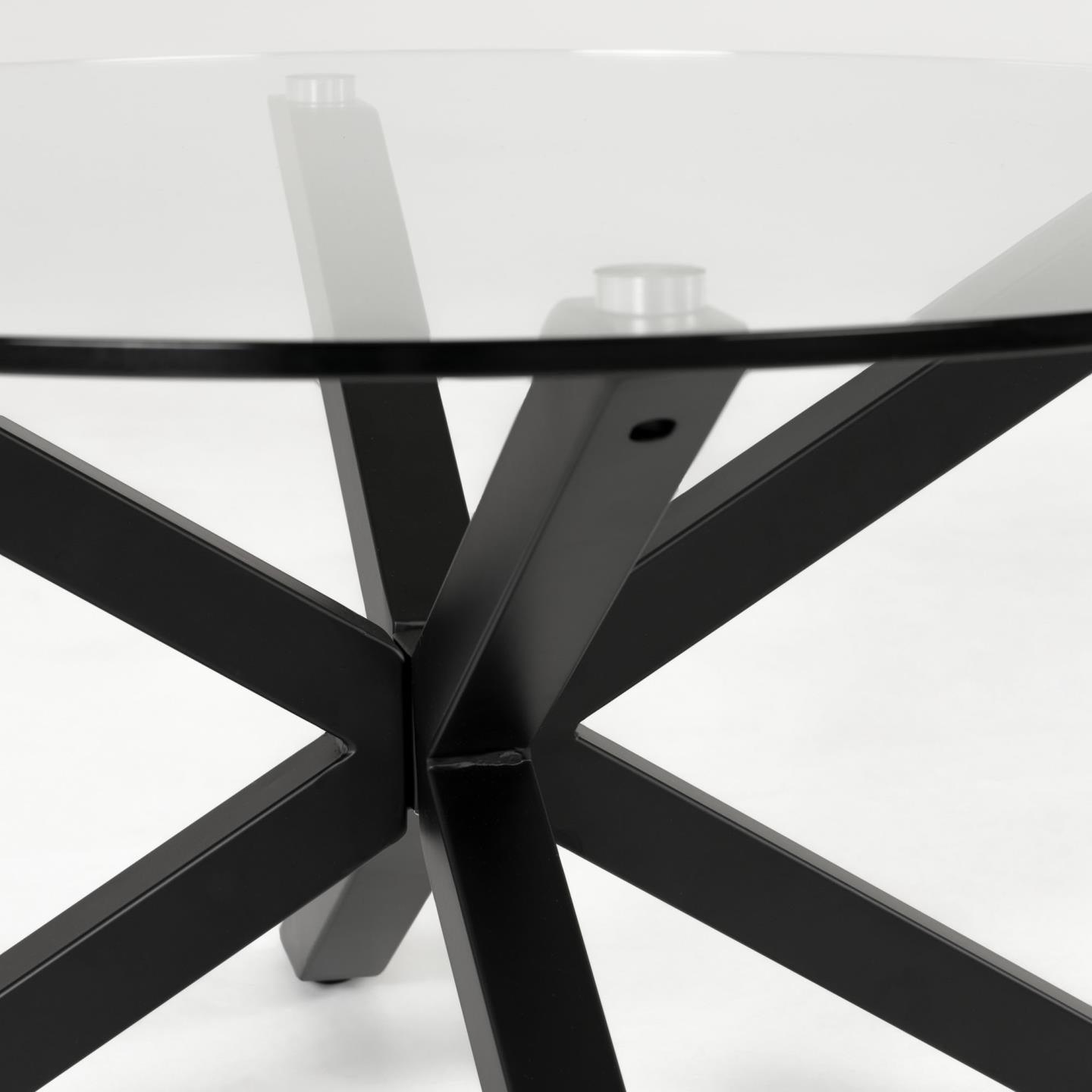 Stół okrągły ARGO szklany z czarną podstawą La Forma    Eye on Design