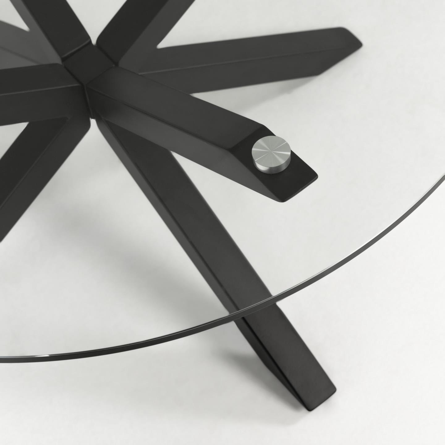 Stół okrągły ARGO szklany z czarną podstawą La Forma    Eye on Design