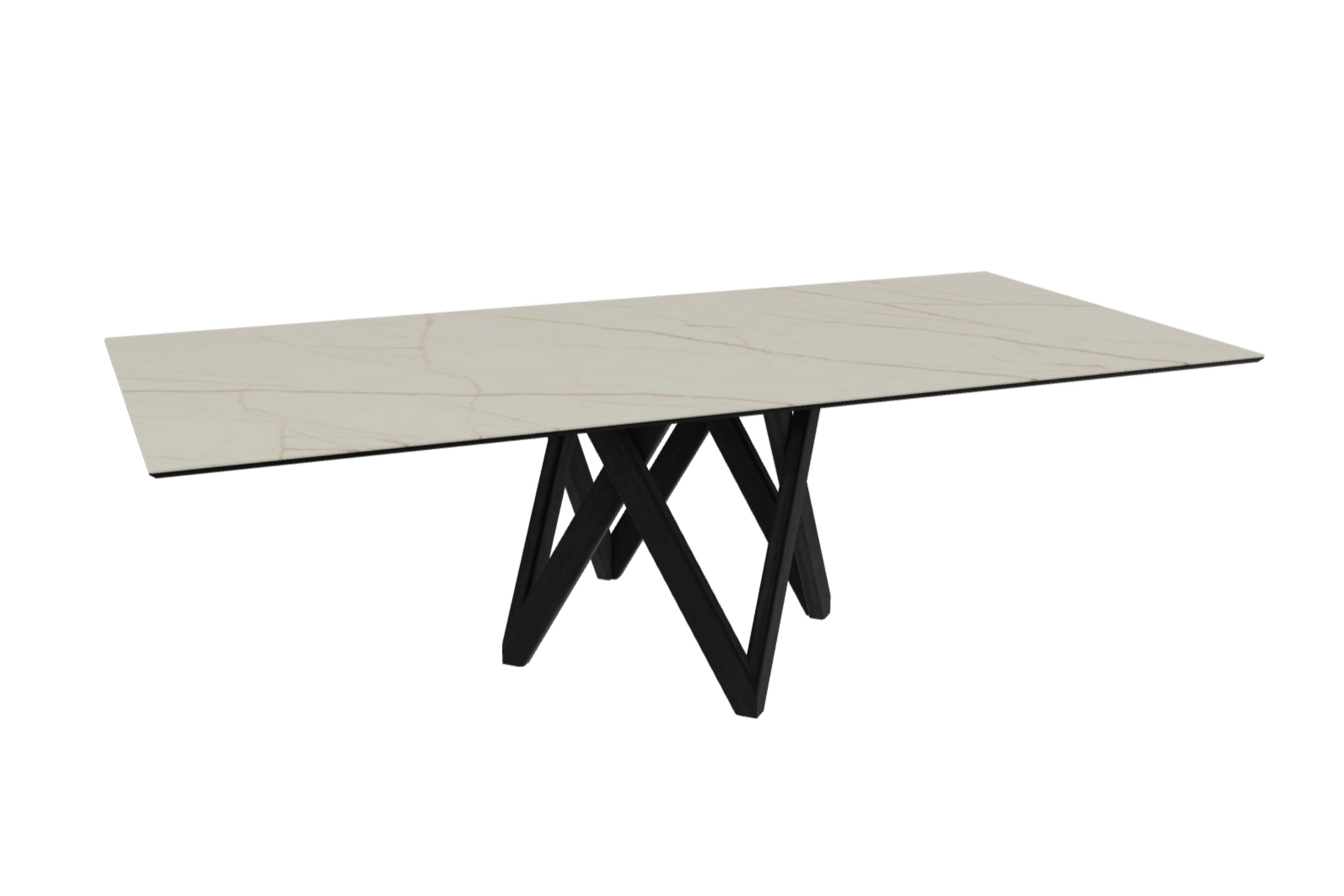 Stół prostokątny CARTESIO złoty marmur z drewnianą podstawą Calligaris 250 cm matowa czerń  Eye on Design