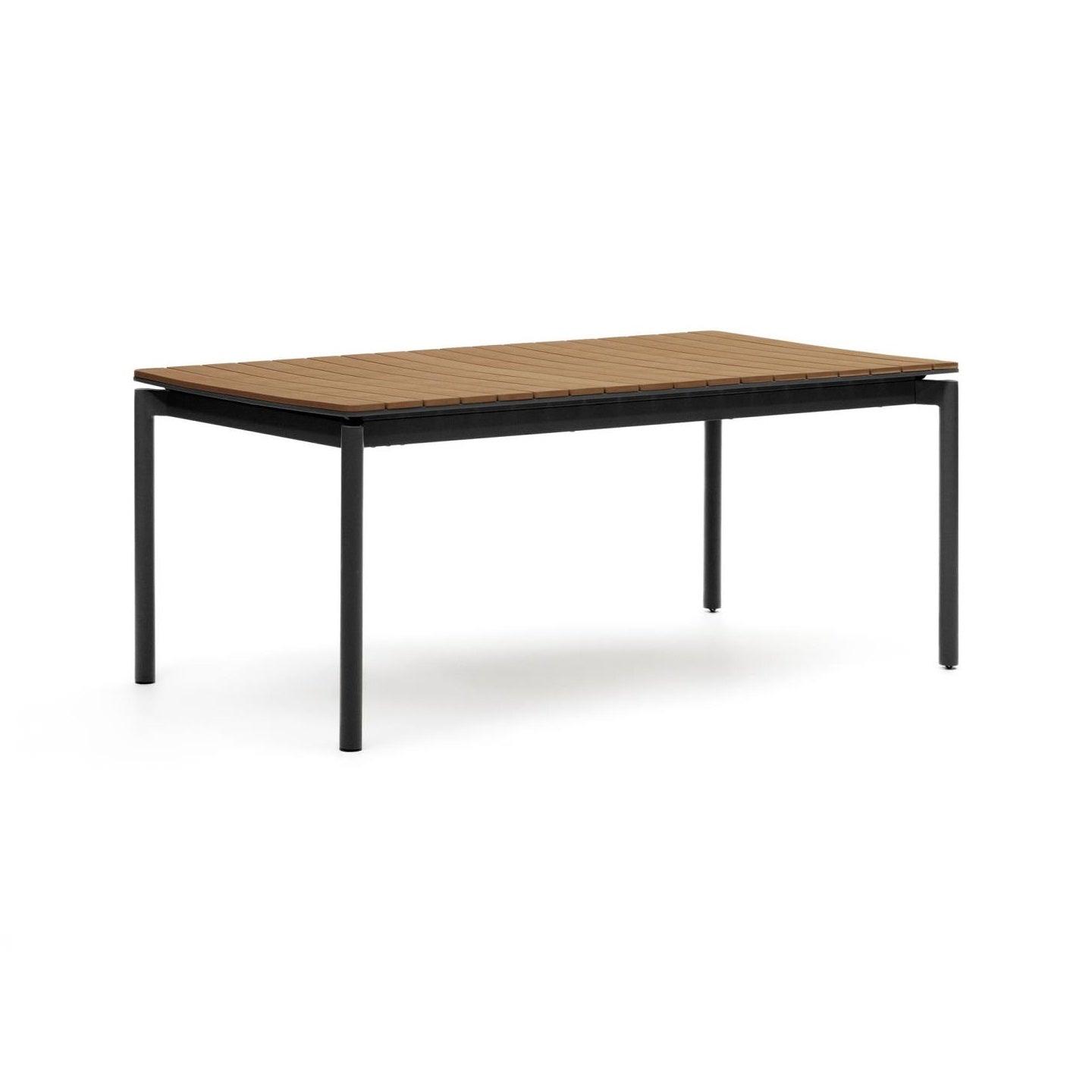 Stół rozkładany ogrodowy CANYELLES polidrewno z czarną podstawą La Forma 180-240 x 240 cm   Eye on Design