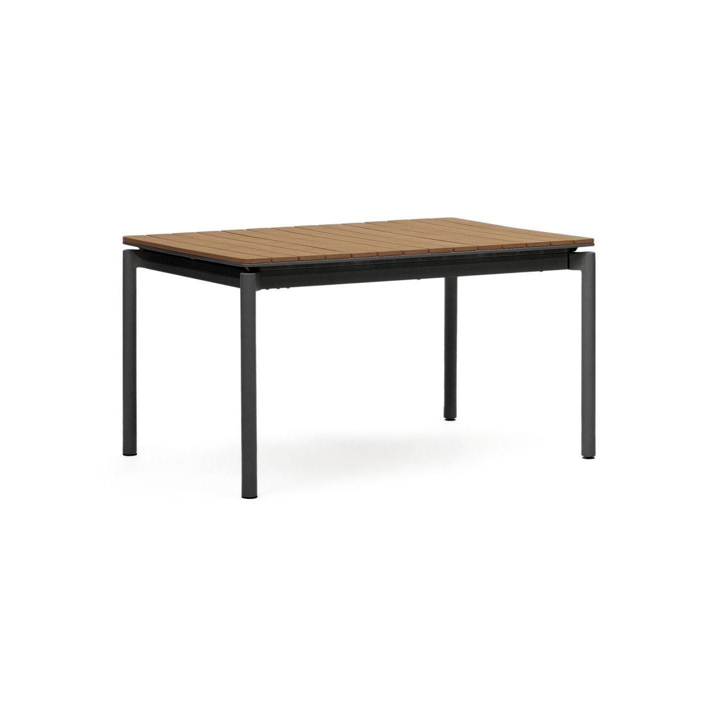 Stół rozkładany ogrodowy CANYELLES polidrewno z czarną podstawą La Forma 140-200 x 90 cm   Eye on Design