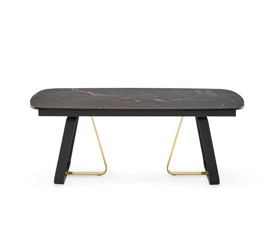 Stół rozkładany SUNSHINE czarny marmur Calligaris matowa czerń matowy mosiądz  Eye on Design