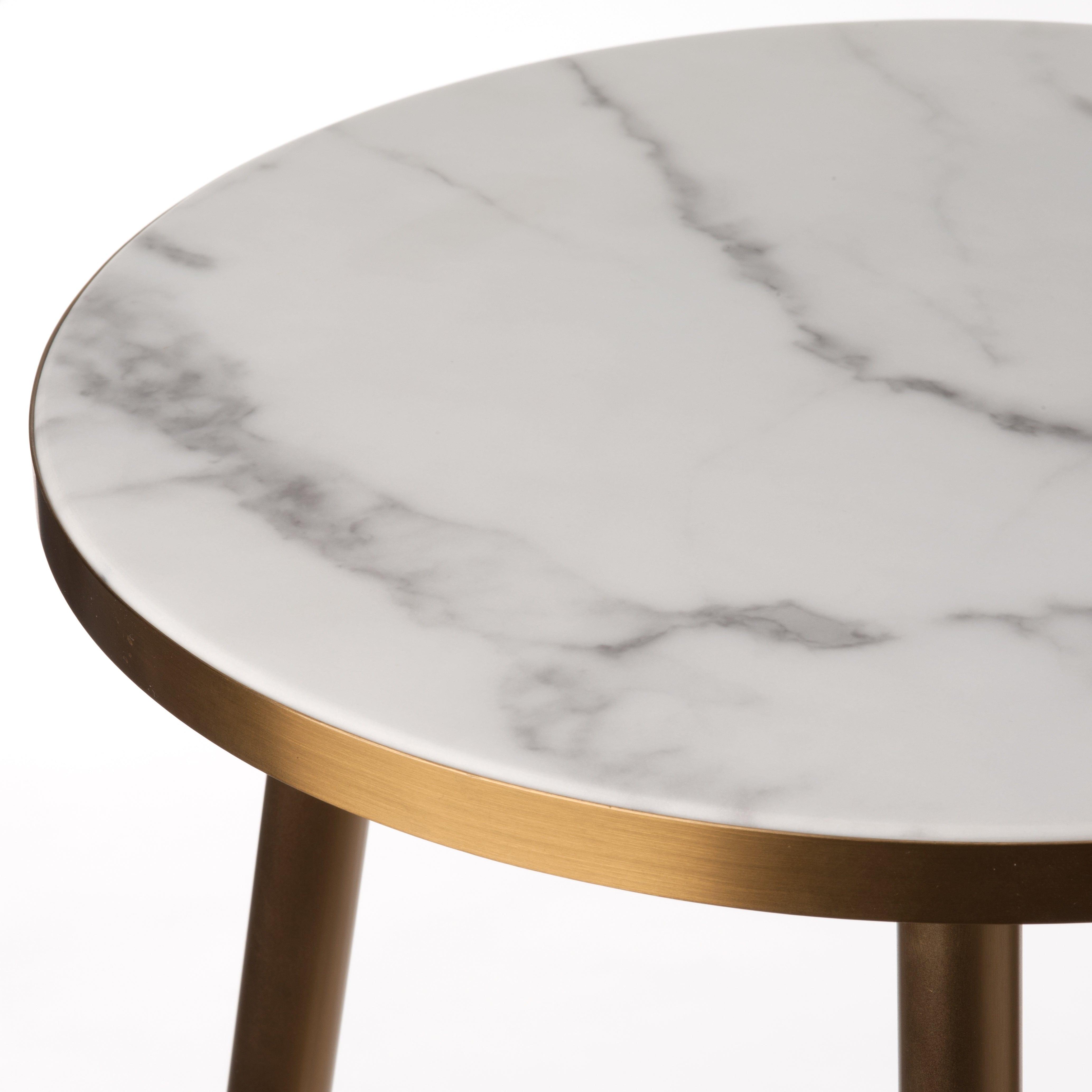 Stolik boczny MARBLE LOOK biały ze złotą podstawą Pols Potten    Eye on Design