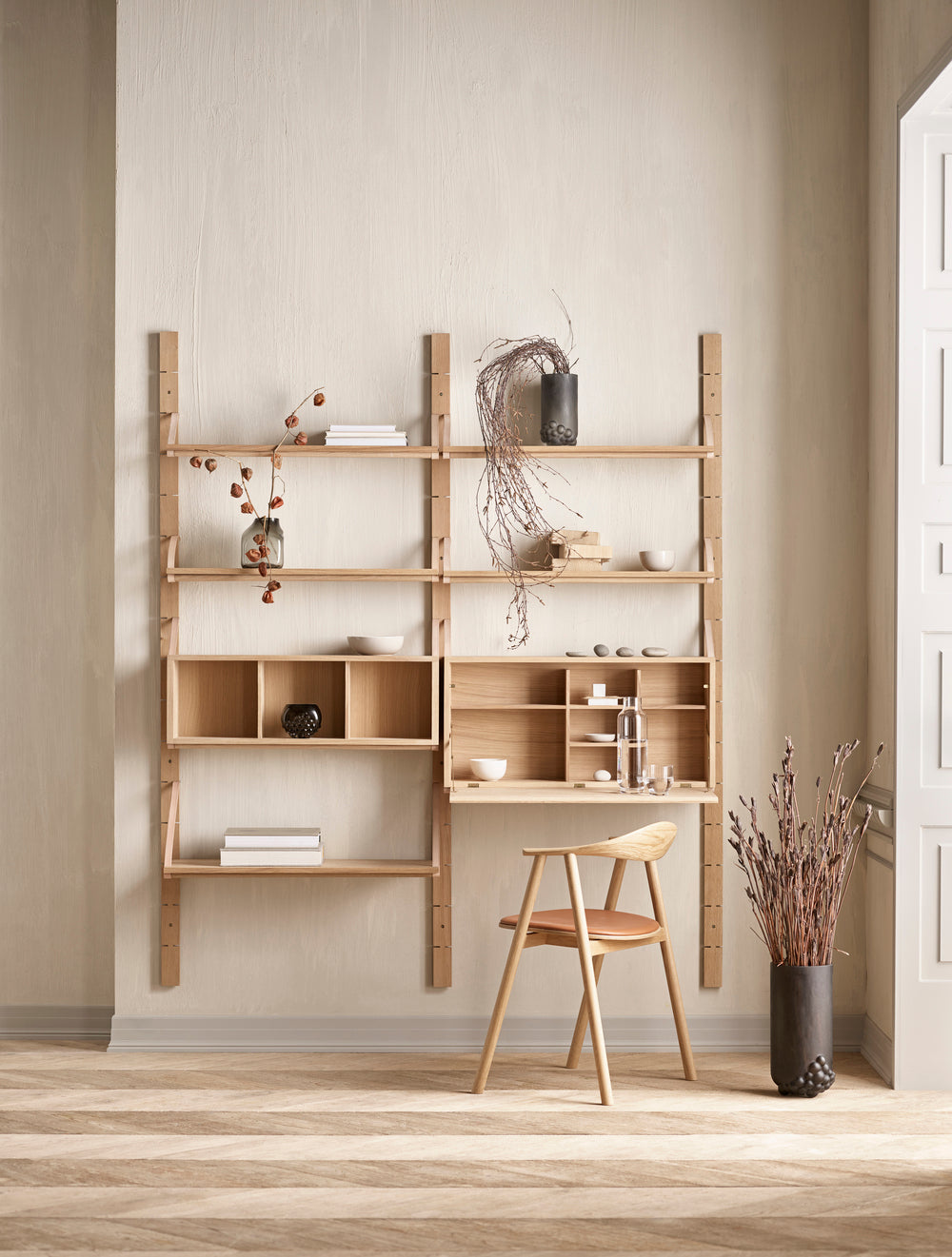 STRAP shelf - a single bleached oak wood module