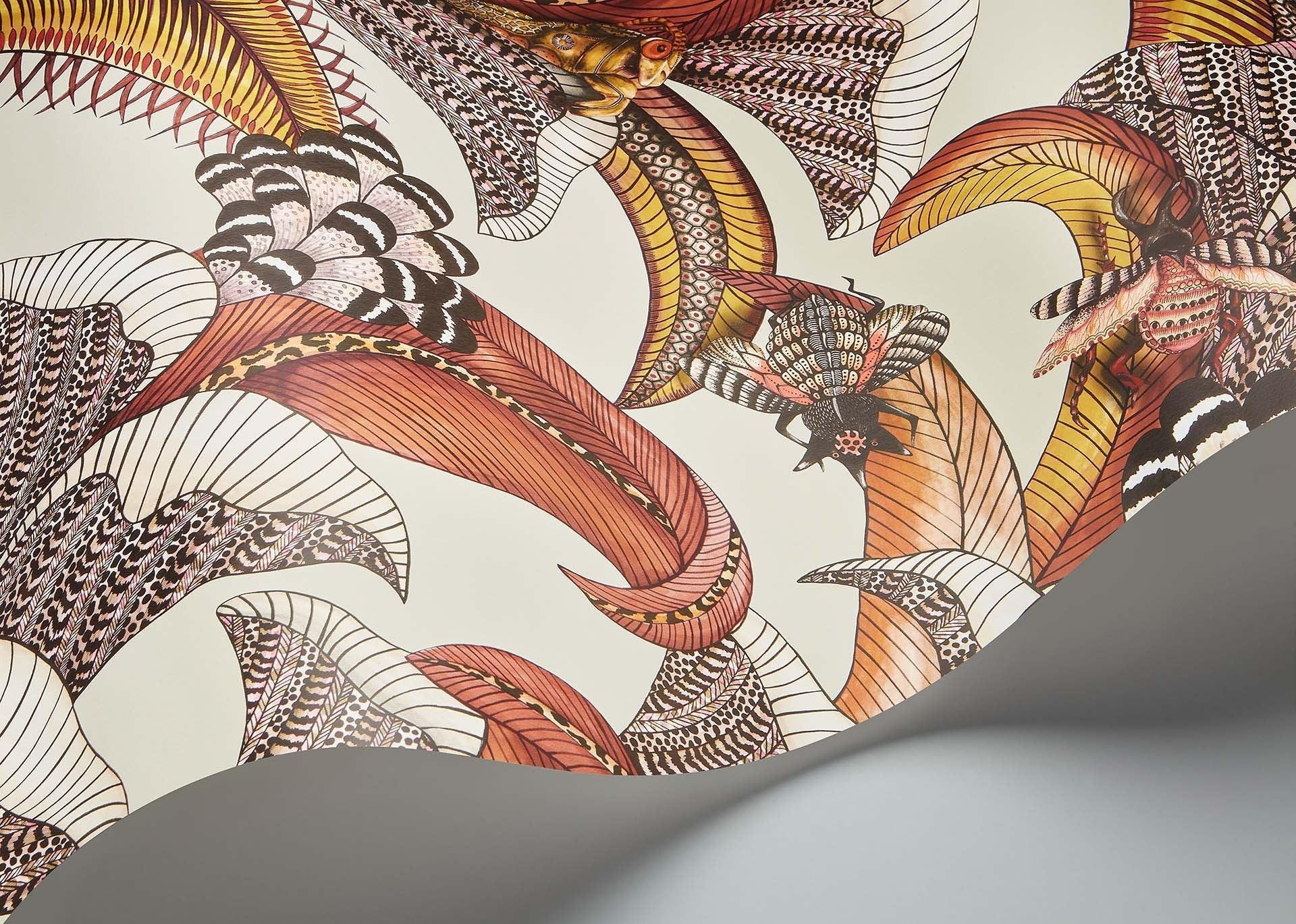 Tapeta ARDMORE JABULA - Hoopoe Leaves terakota na czarnym Cole & Son    Eye on Design