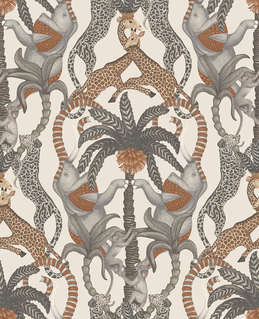 Tapeta ARDMORE JABULA - Safari Totem turkus na czarnym Cole & Son    Eye on Design